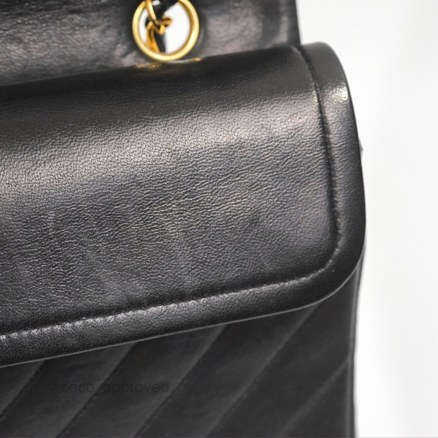 Chanel Vintage Medium Classic Flap Chevron Black Lambskin 24K Gold Hardware