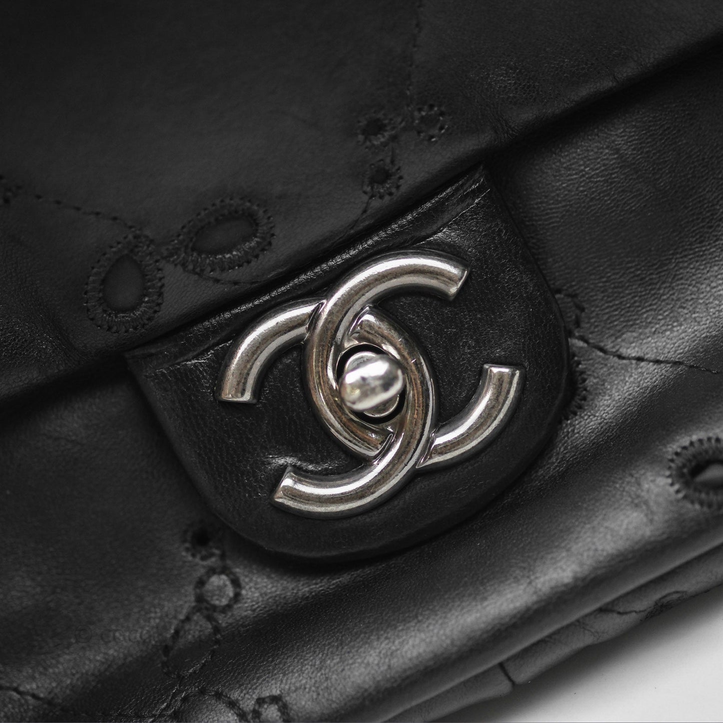 Chanel Embroidered Butterfly Flap Black Lambskin Ruthenium Hardware