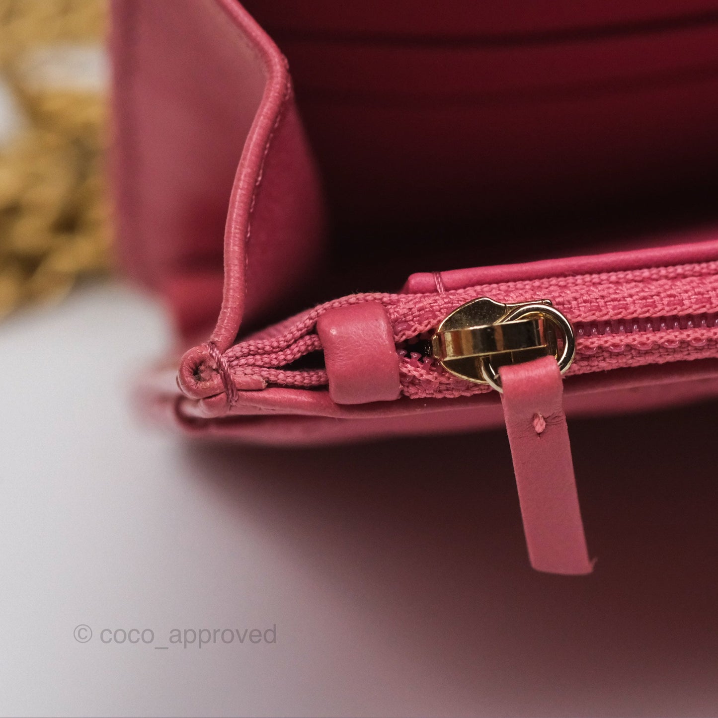 Chanel All Slide Wallet on Chain WOC Adjustable Chain Quilted Pink Lambskin