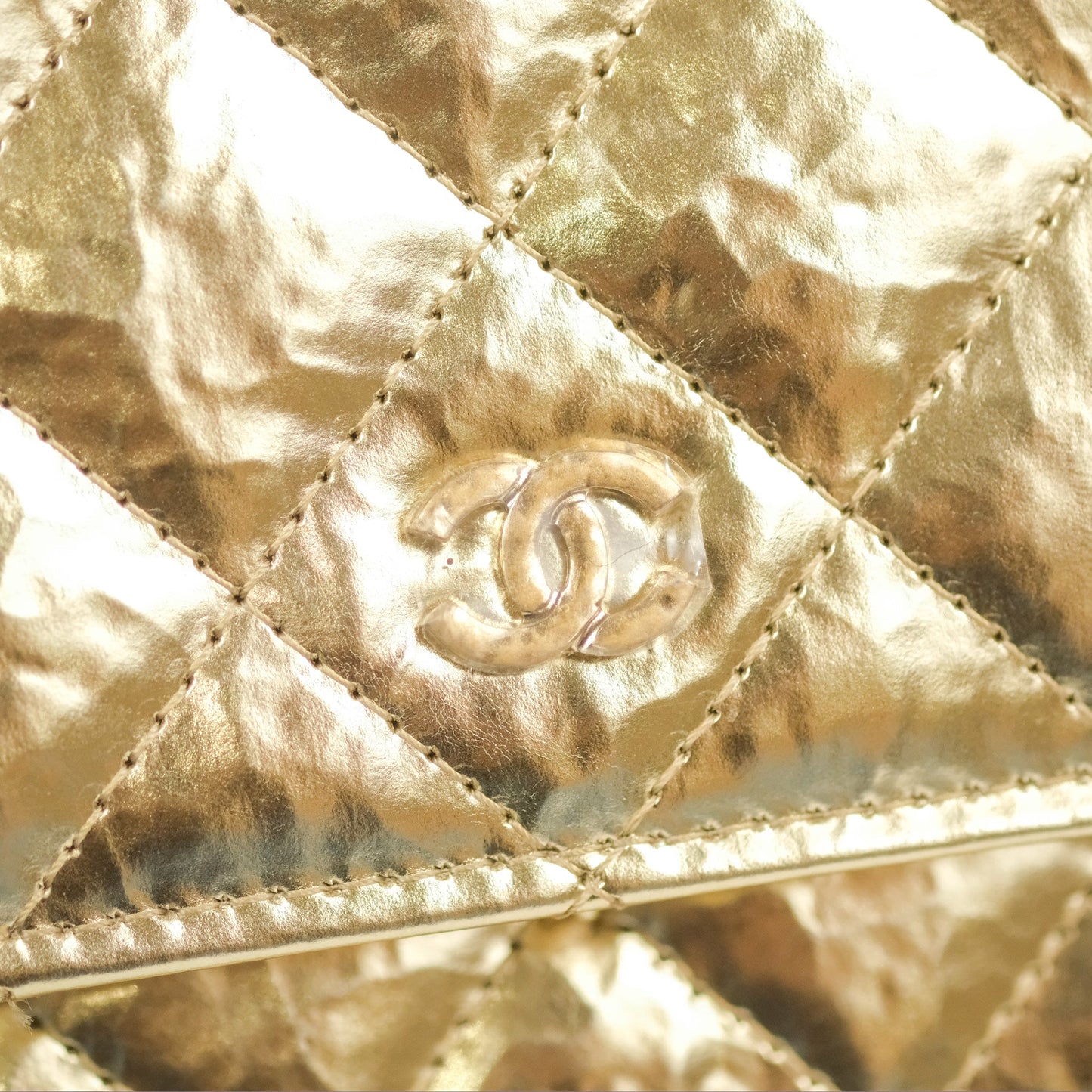 Chanel Quilted Classic Wallet on Chain WOC Metallic Gold Calfskin Gold Hardware