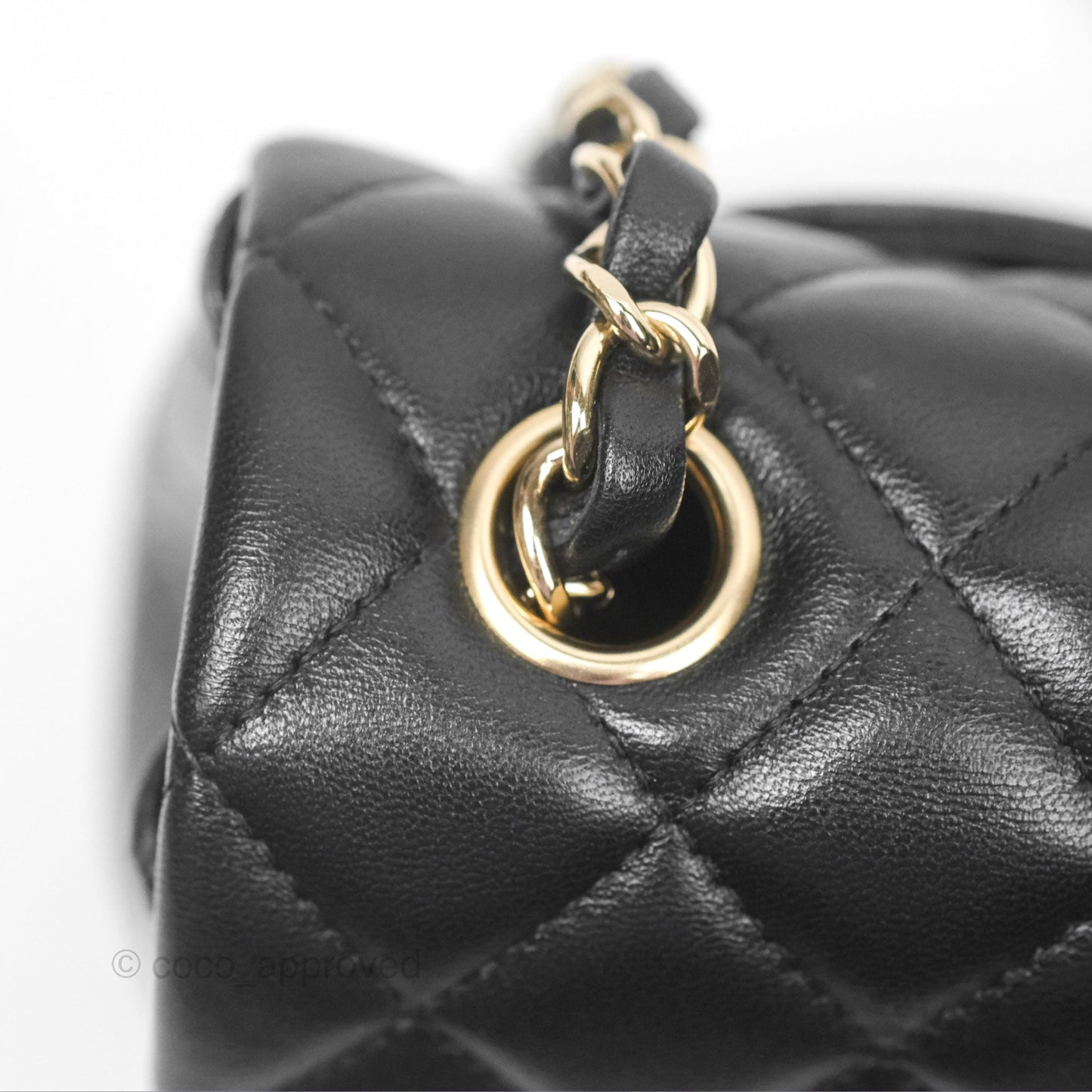 Chanel Mini Rectangular Flap Quilted Black Lambskin Gold Hardware