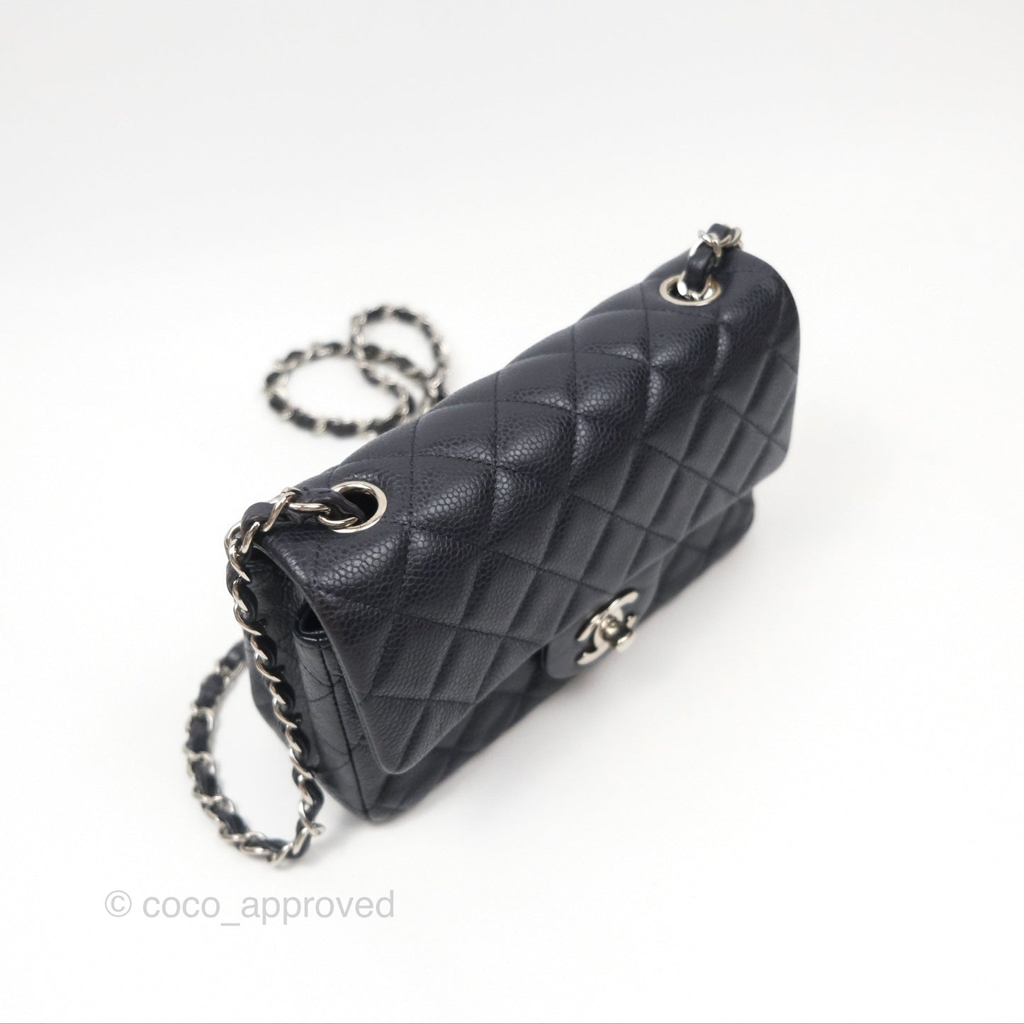 Chanel Mini Rectangular Quilted Dark Navy Caviar Silver Hardware