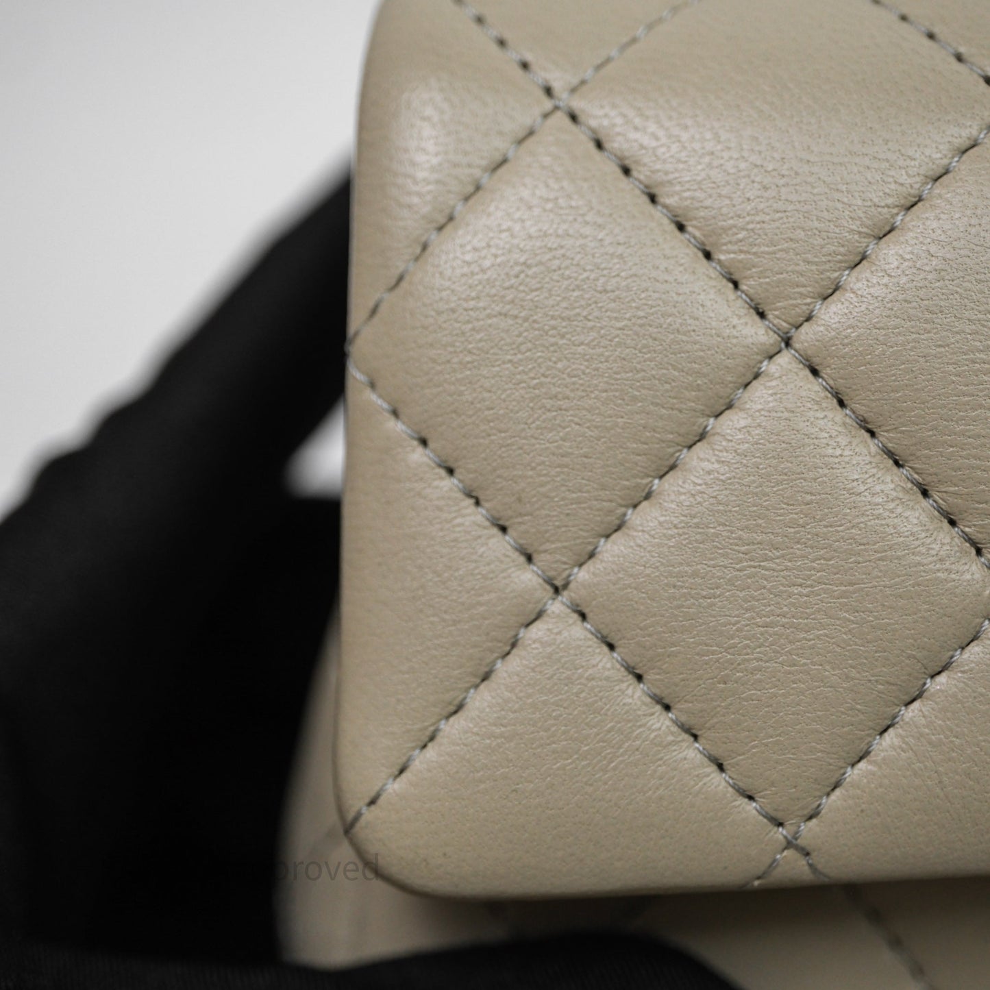 Chanel Mini Rectangular Flap Quilted Light Grey Lambskin Gold Hardware 22C