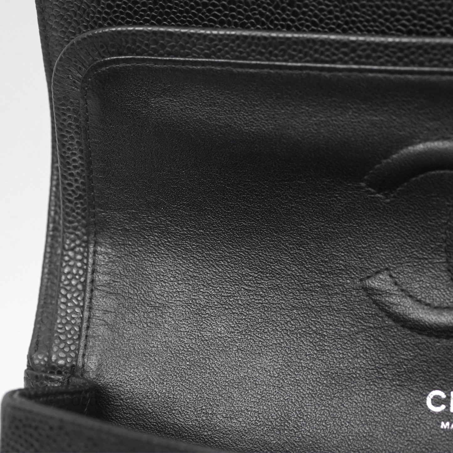 Chanel Classic M/L Medium Flap Quilted Black Caviar Silver Hardware