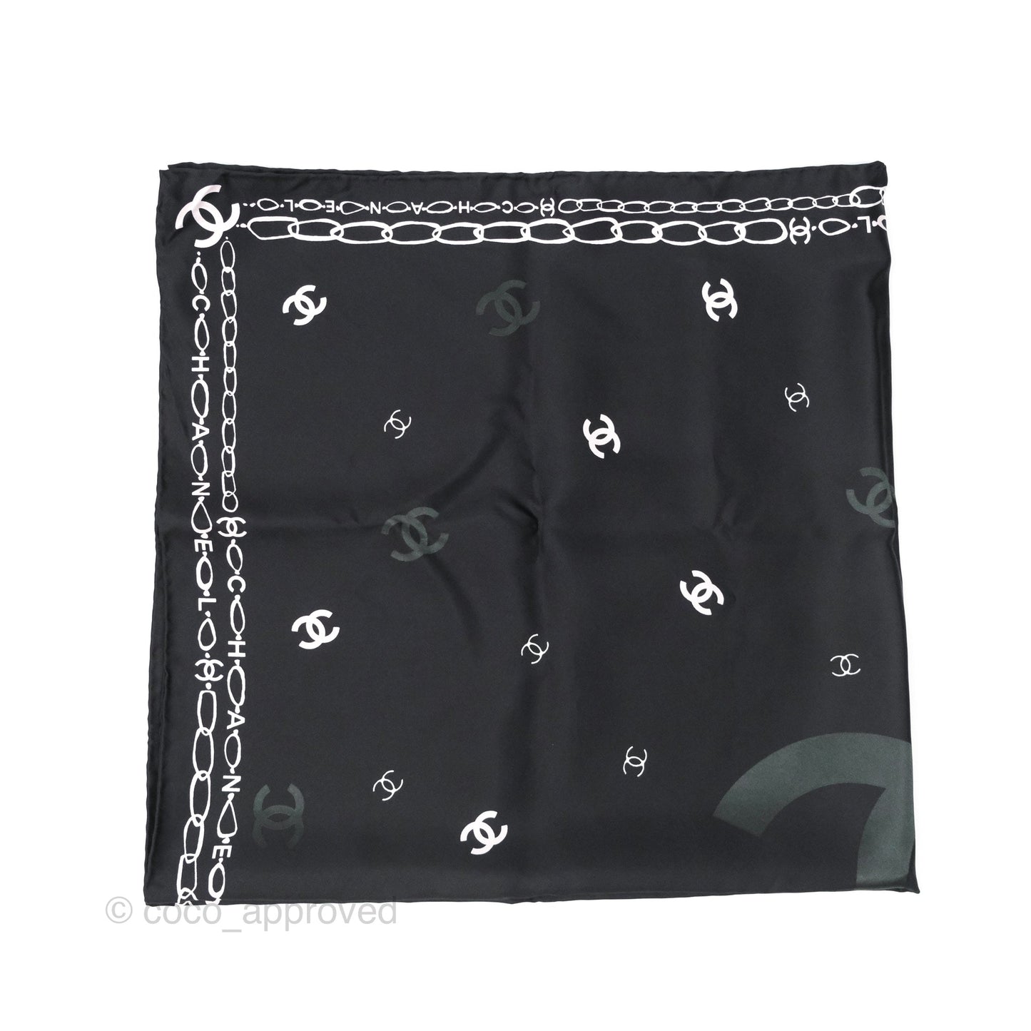 Chanel CC Logo Reversible Silk Square Scarf 90