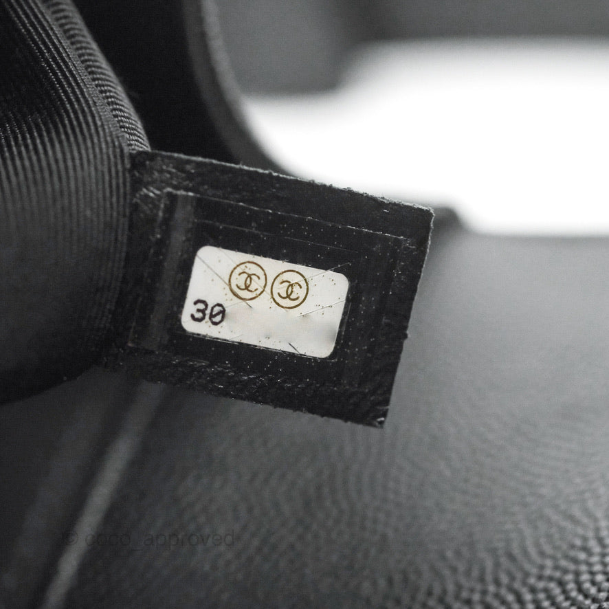 Chanel Quilted Medium Boy Black Caviar Aged Gold Hardware