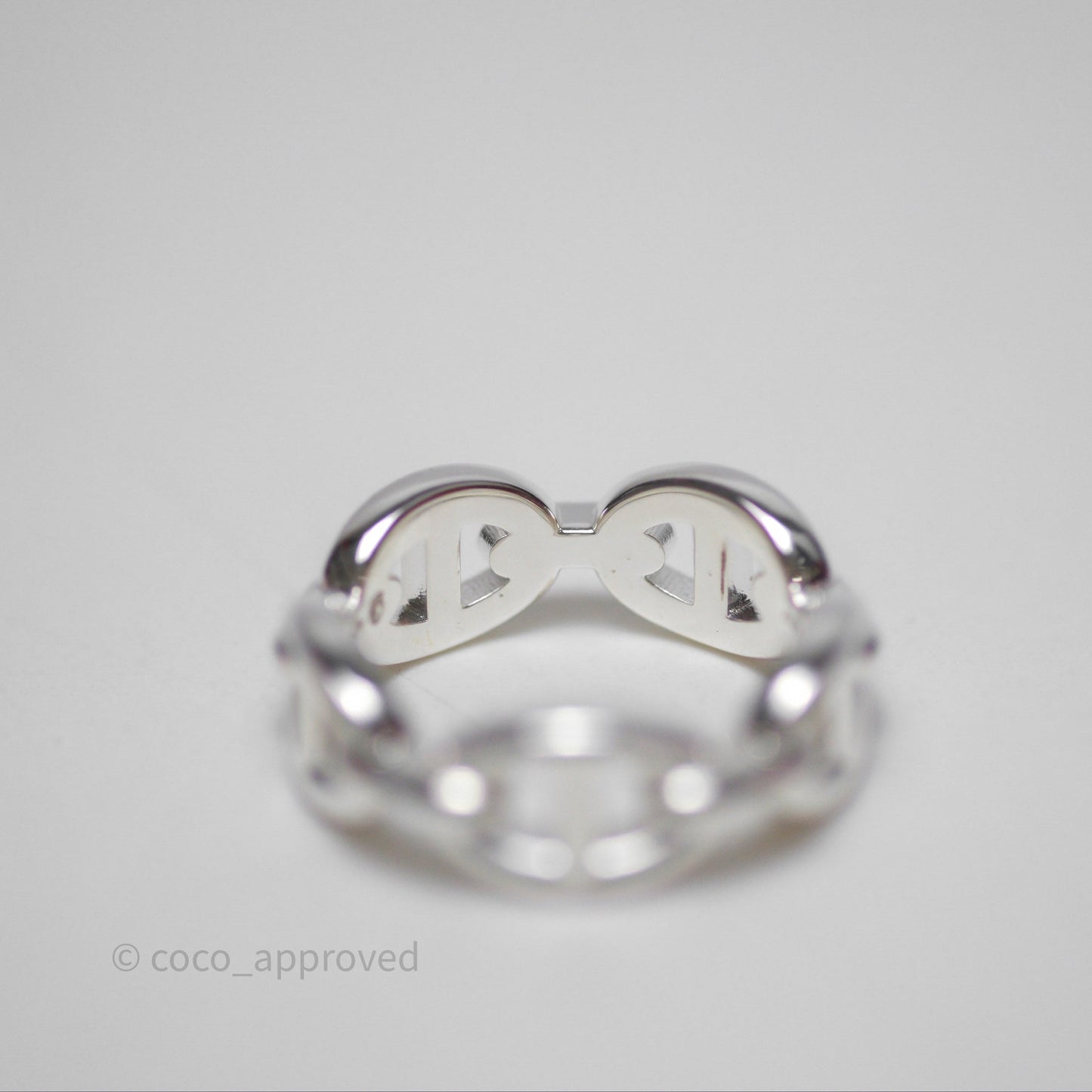 Hermès Sterling Silver PM Chaine d'Ancre Enchainee Band Ring Size 52