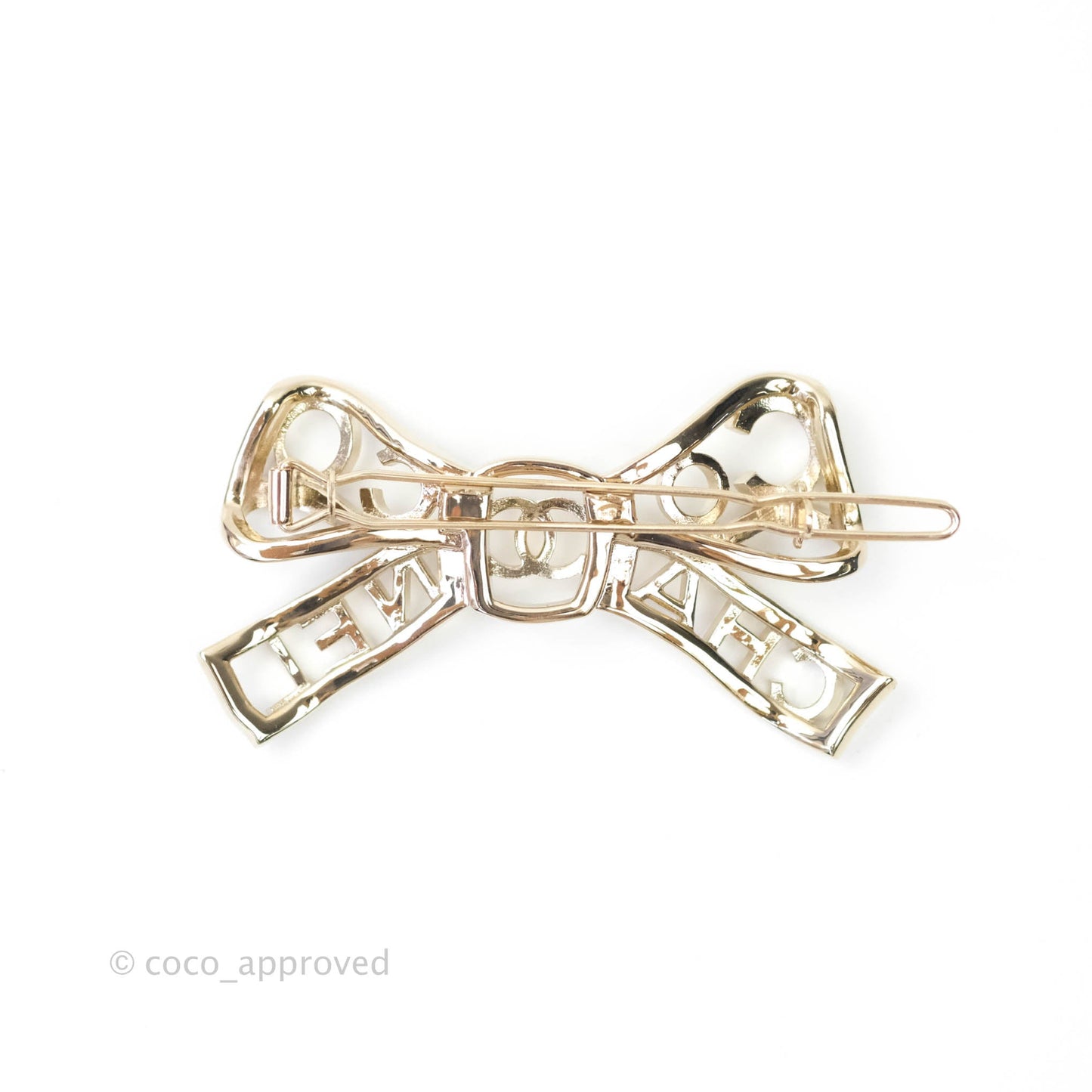 Chanel CC Crystal Bow-tiful Hair Clip Gold Tone 20B