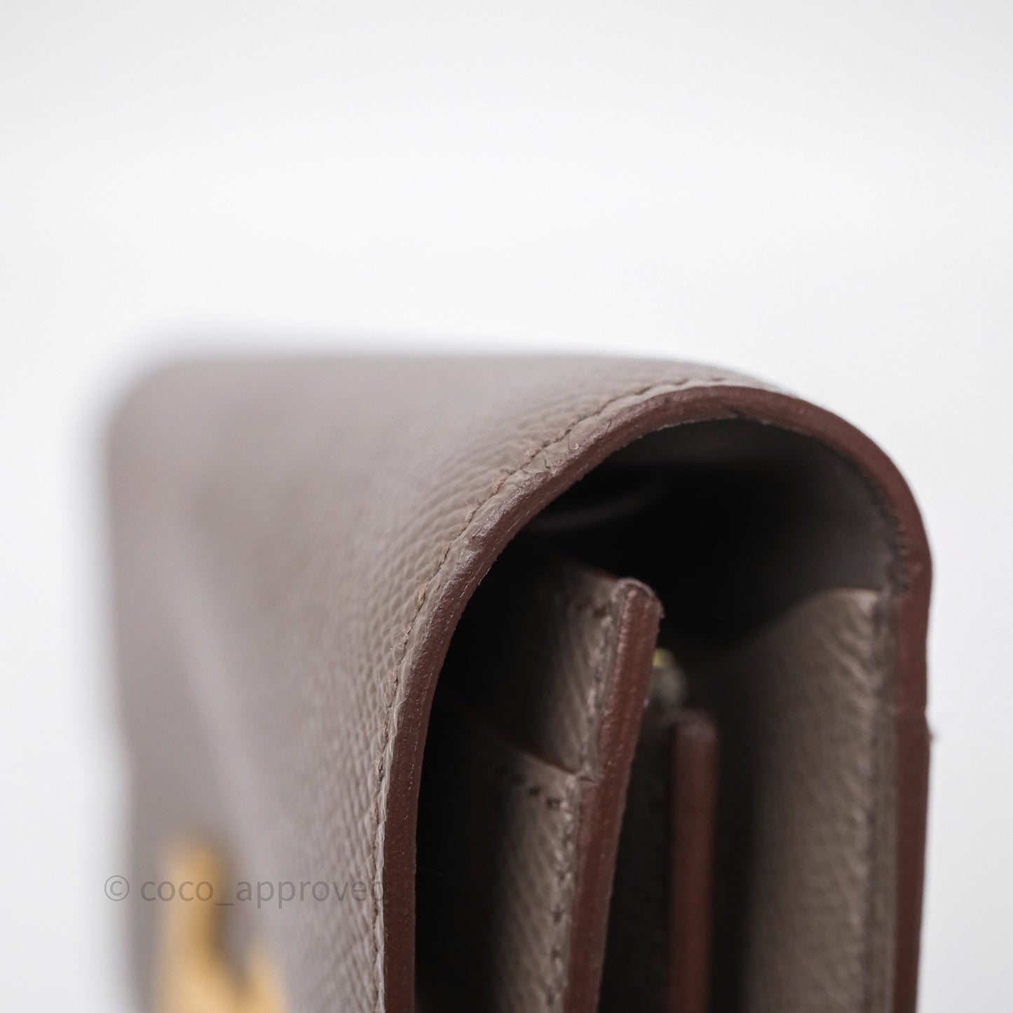 Hermès Constance To Go Wallet Gris Etain 8F Epsom Gold hardware