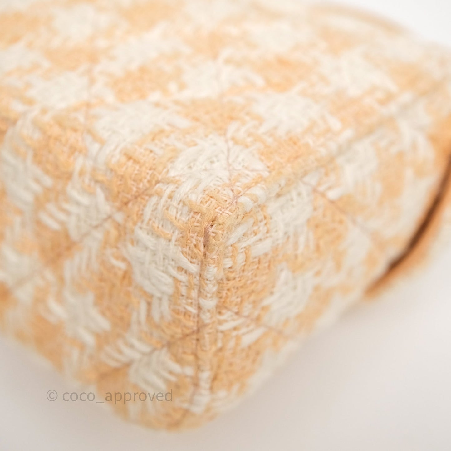Chanel Vanity Case with Top Handle Orange Apricot Tweed Aged Gold Hardware
