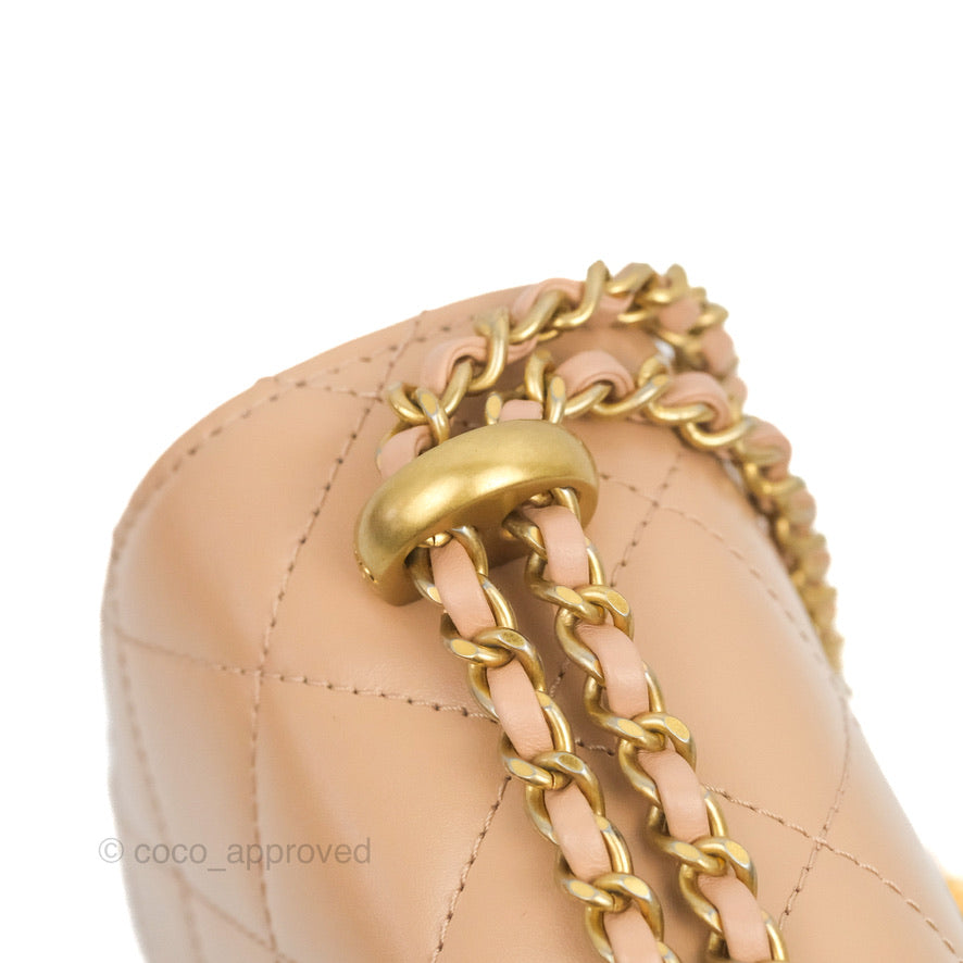 Chanel Quilted Perfect Fit Adjustable Beige Calfskin Gold Hardware 21A