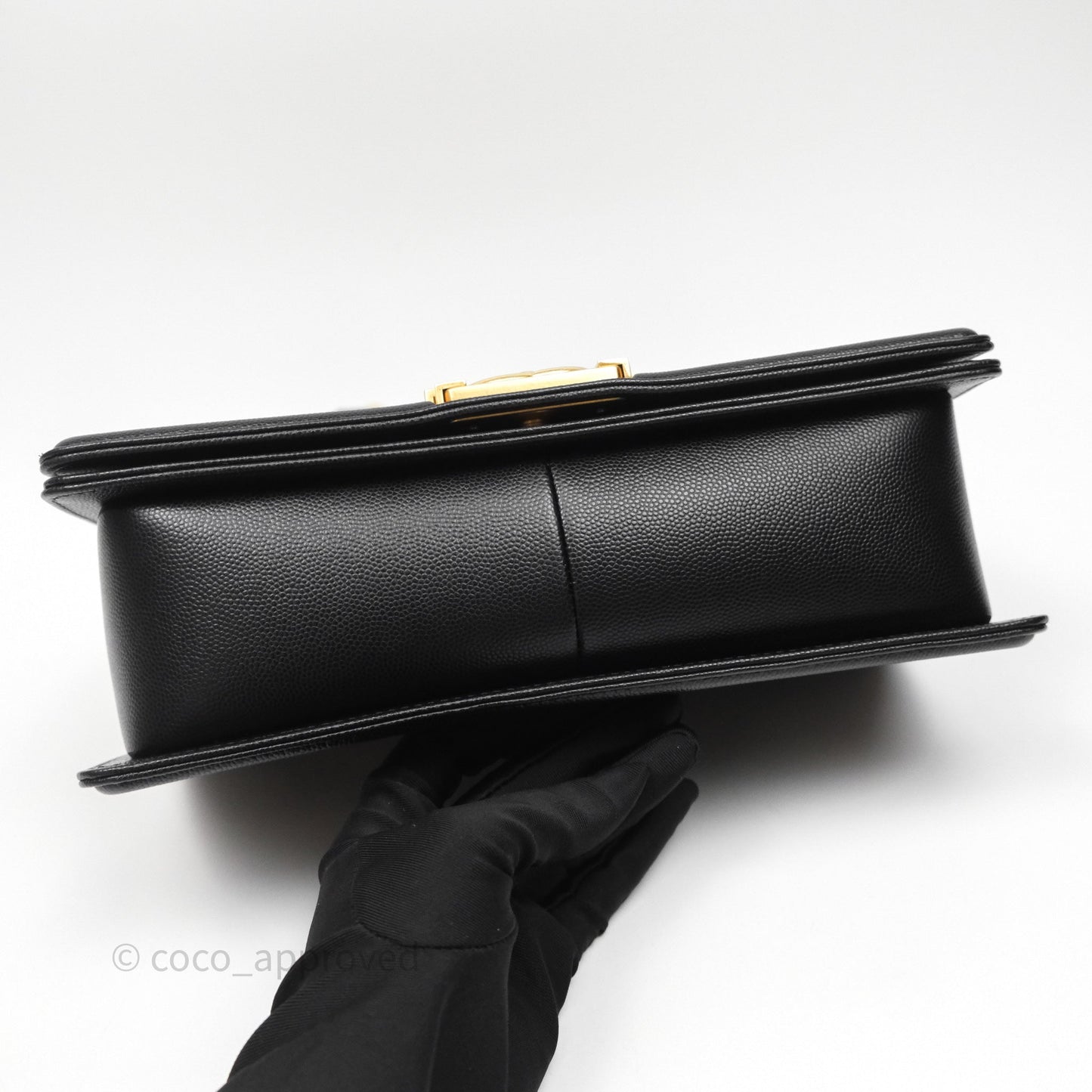 Chanel Medium Boy Quilted Black Caviar Aged Gold Hardware