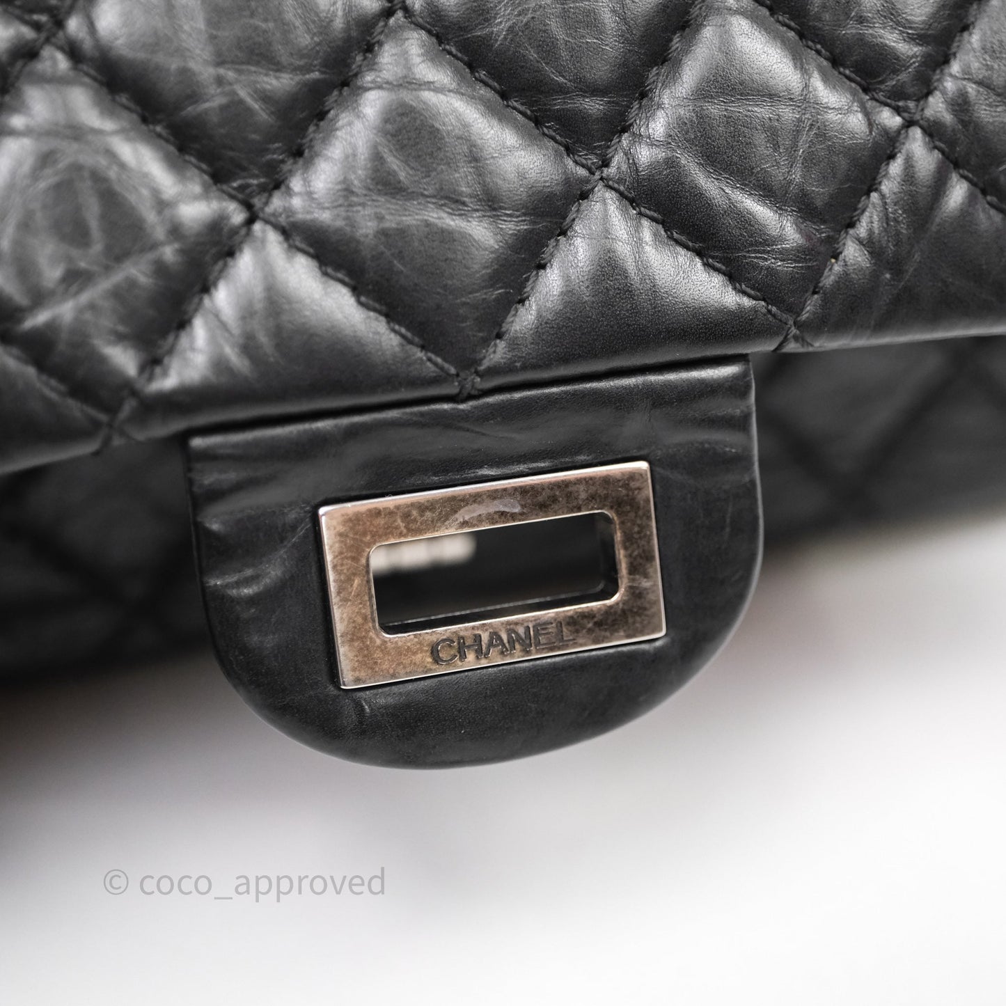Chanel Reissue 225 Quilted Black Crumple Calfskin Ruthenium Hardware