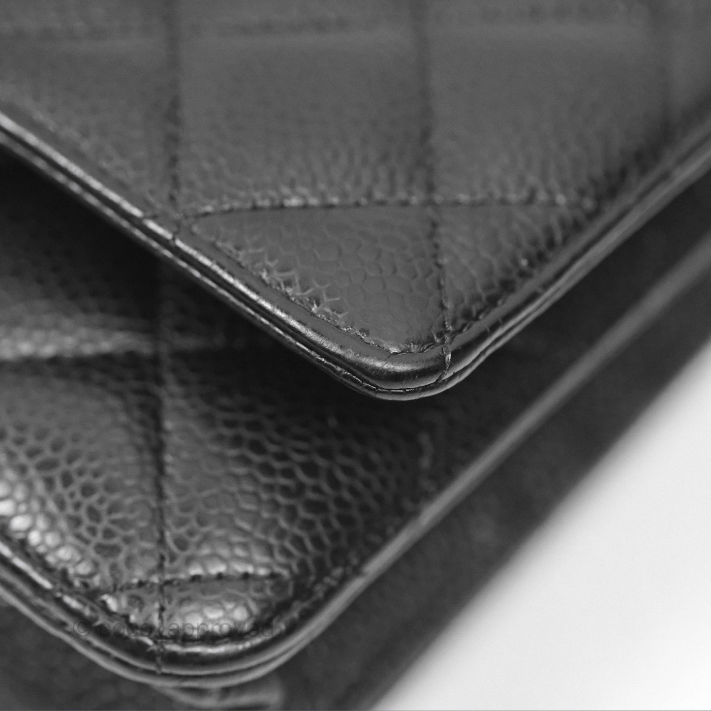 Chanel Quilted Classic Wallet On Chain WOC Black Caviar Silver Hardware