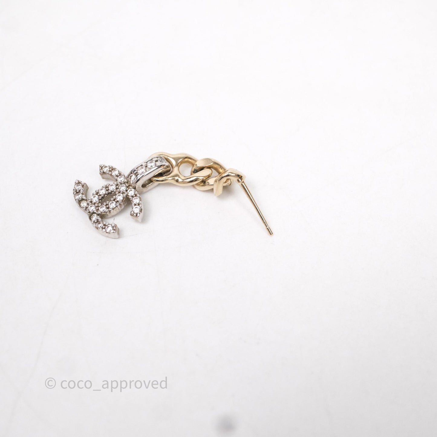 Chanel CC Crystal Drop Earrings Gold Tone 22S