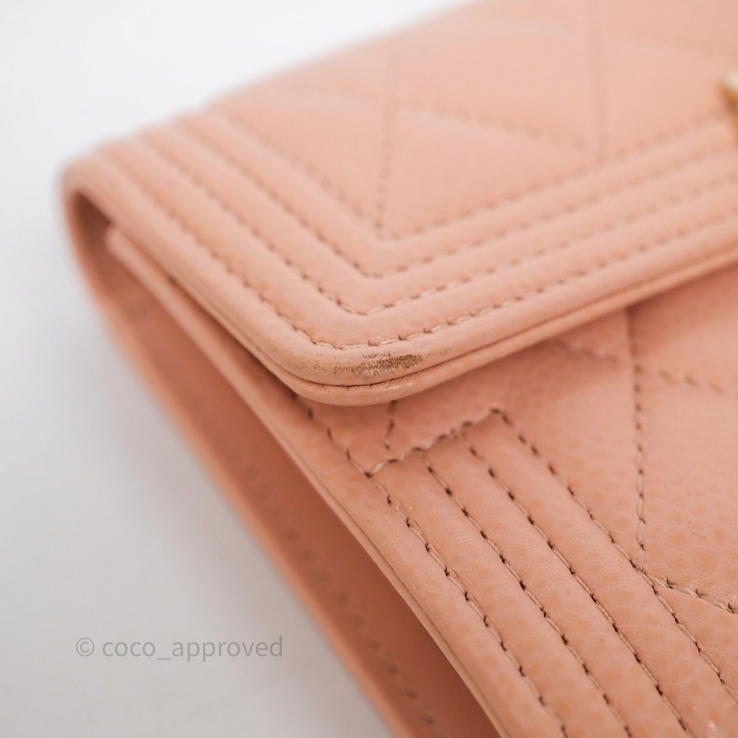Chanel Quilted Boy Medium Trifold Flap Wallet Pink Caviar Gold Hardware