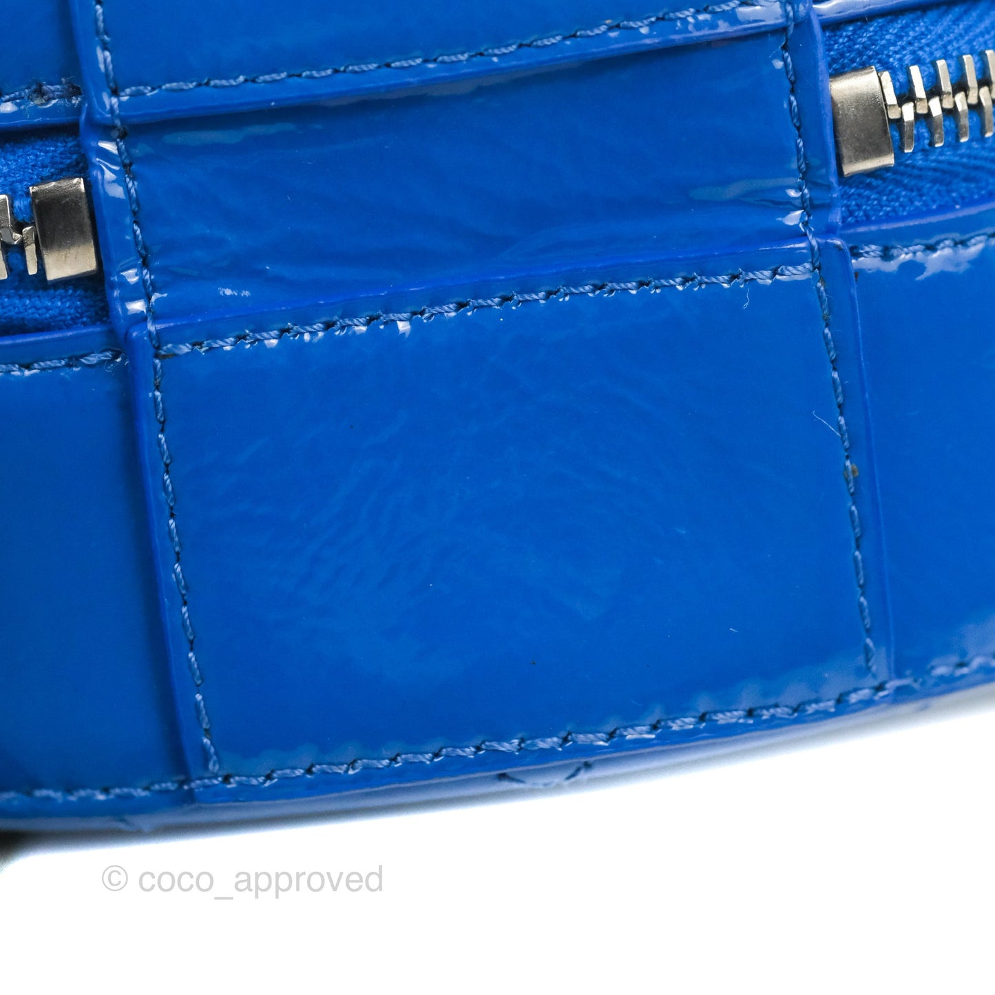 Chanel Round As Earth Bag with Owl Charm Blue Patent Silver Hardware