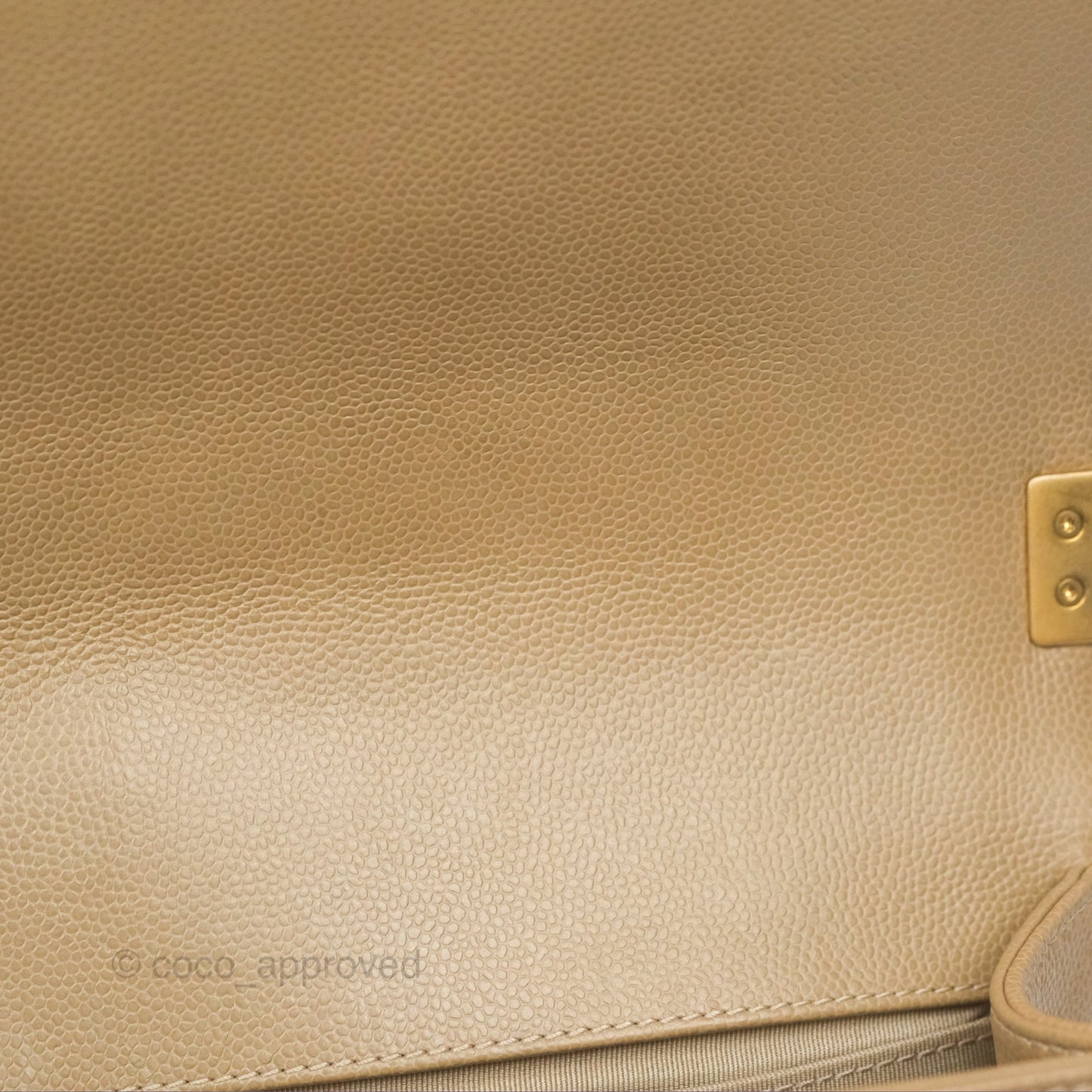 Chanel Medium Boy Chevron Beige Caviar Aged Gold Hardware