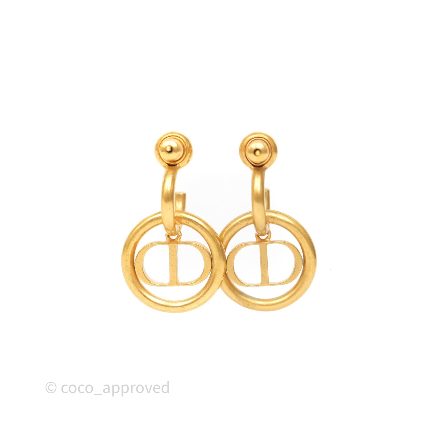 Dior 30 Montaigne Pearl Drop Earrings Aged Gold Tone