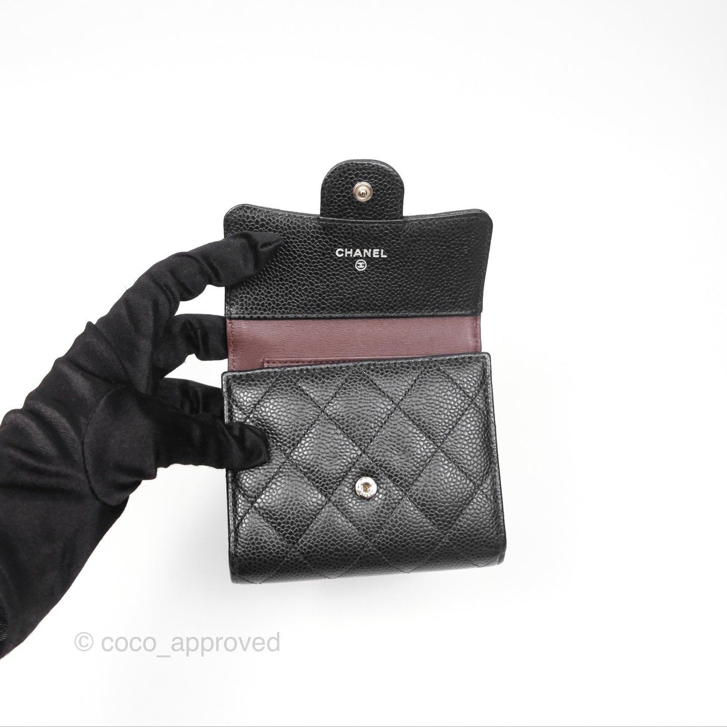 Chanel Classic Short Flap Wallet Black Caviar Silver Hardware