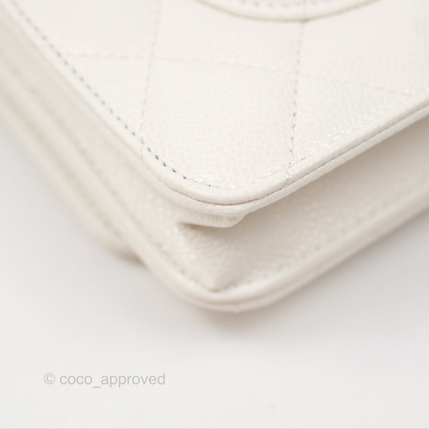 Chanel Quilted Classic Wallet on Chain WOC White Caviar Gold Hardware