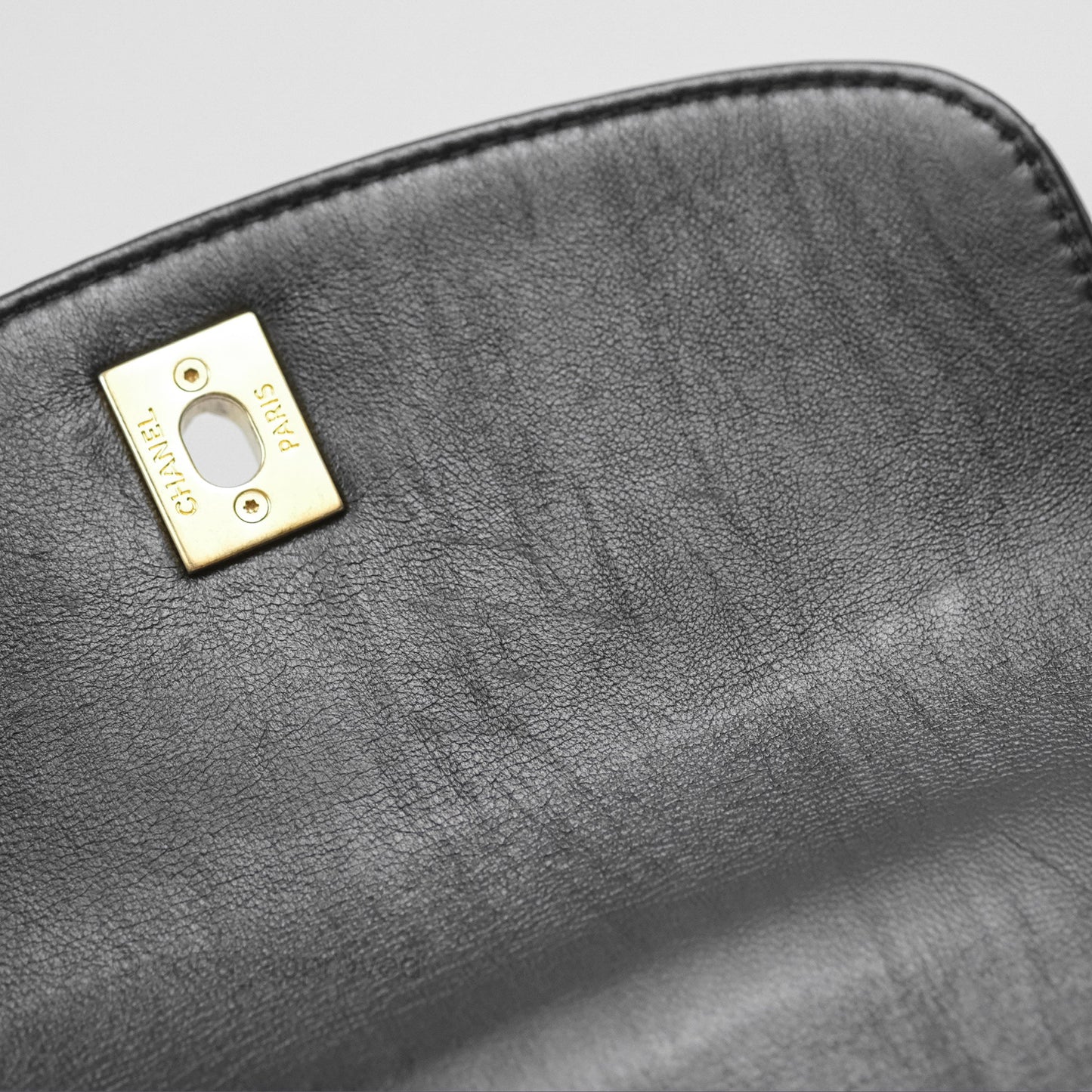 Chanel Mini Wrapped Handle Flap Bag Black Crumpled Lambskin Aged Gold Hardware 21S