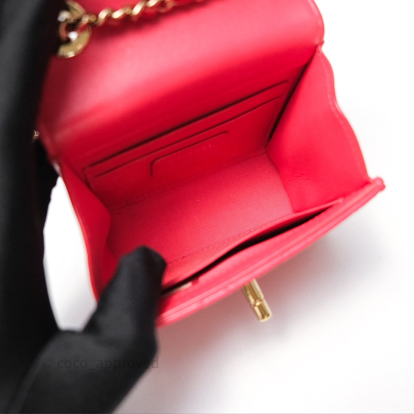 Chanel Mini Quilted Trendy CC Clutch With Chain Red Lambskin Gold Hardware