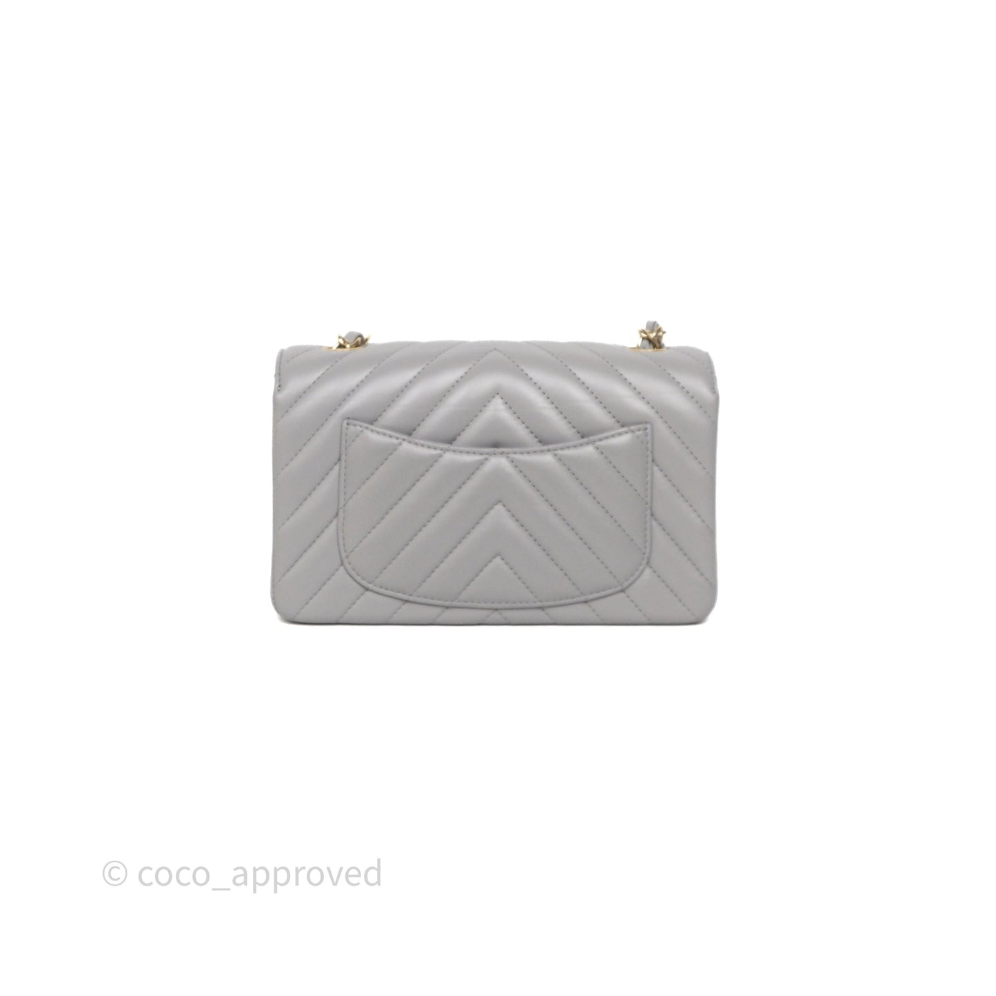 Chanel Mini Rectangular Chevron Grey Lambskin Light Gold Hardware