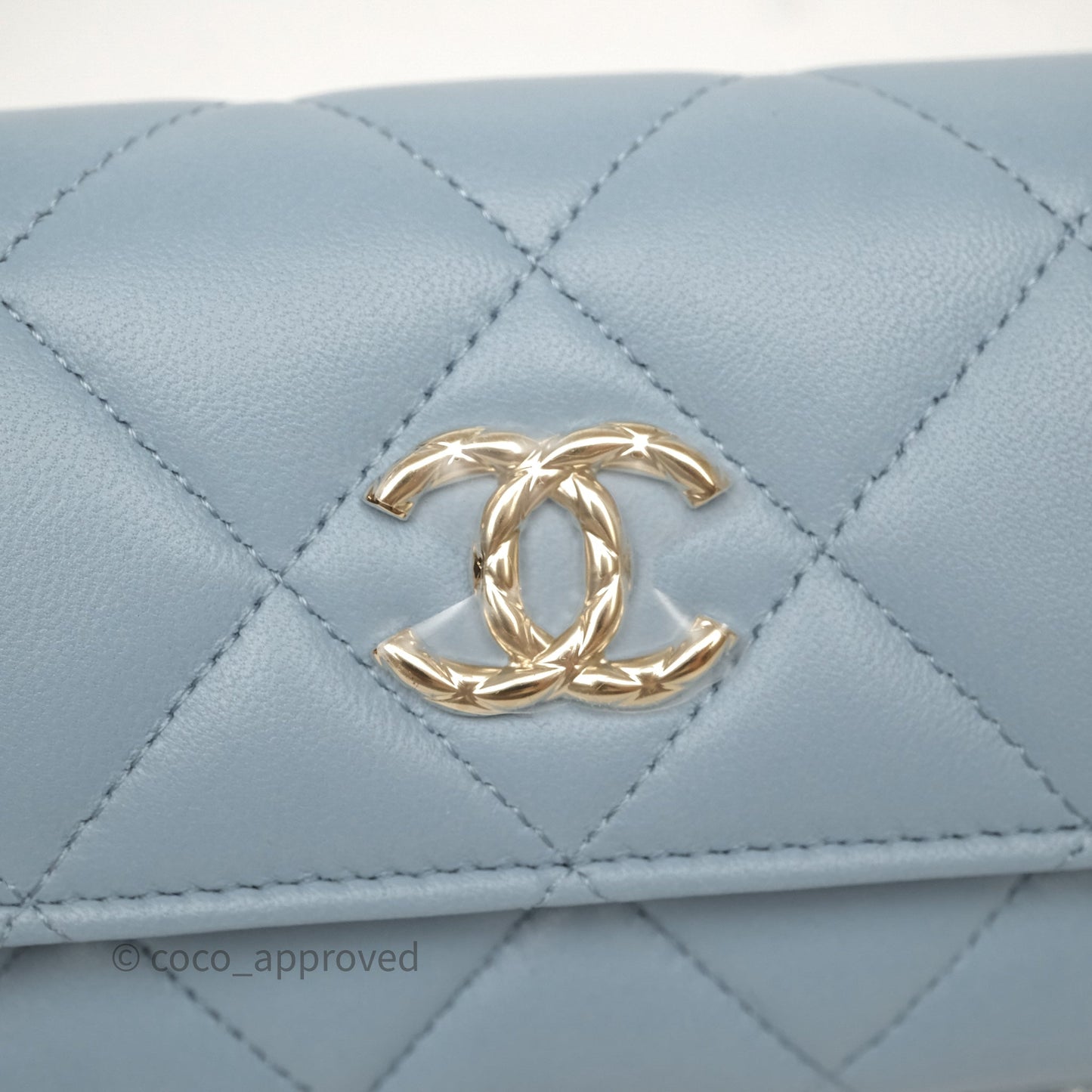 Chanel Mini Chain Around Clutch With Chain Blue Lambskin Gold Hardware