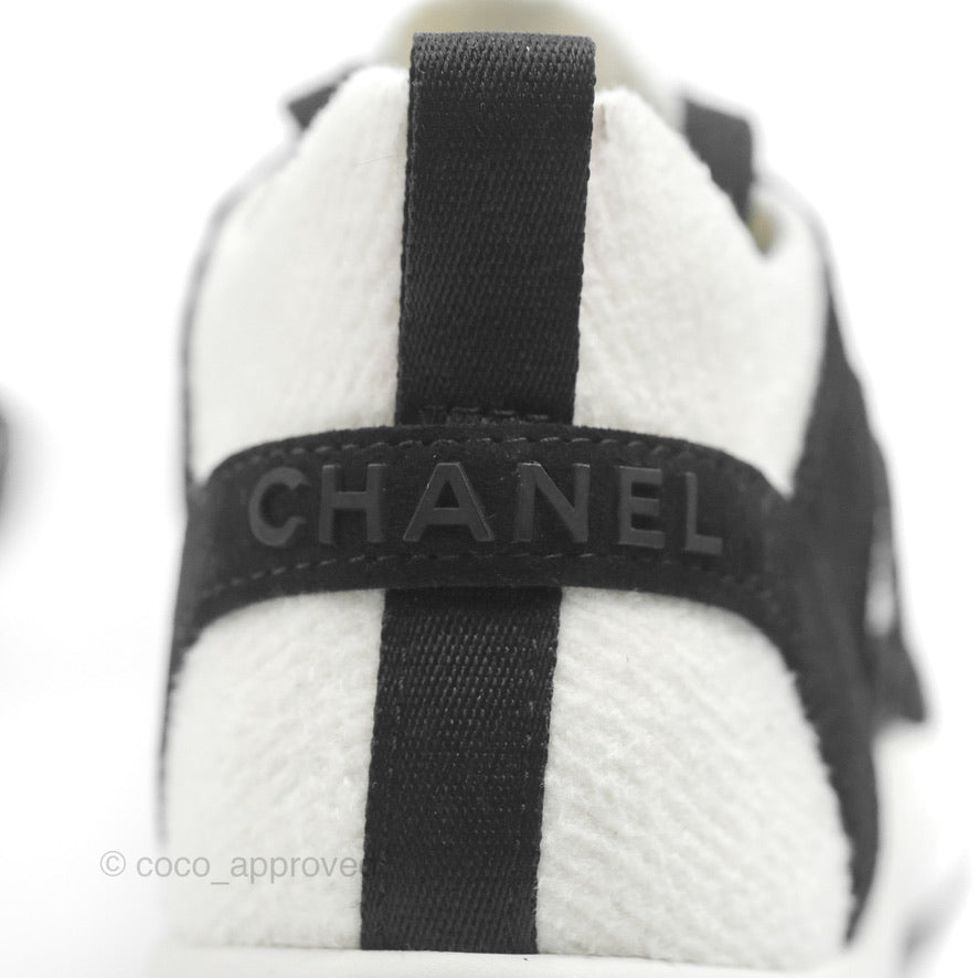 Chanel Low Top Trainer CC White Black Sneakers Size 35