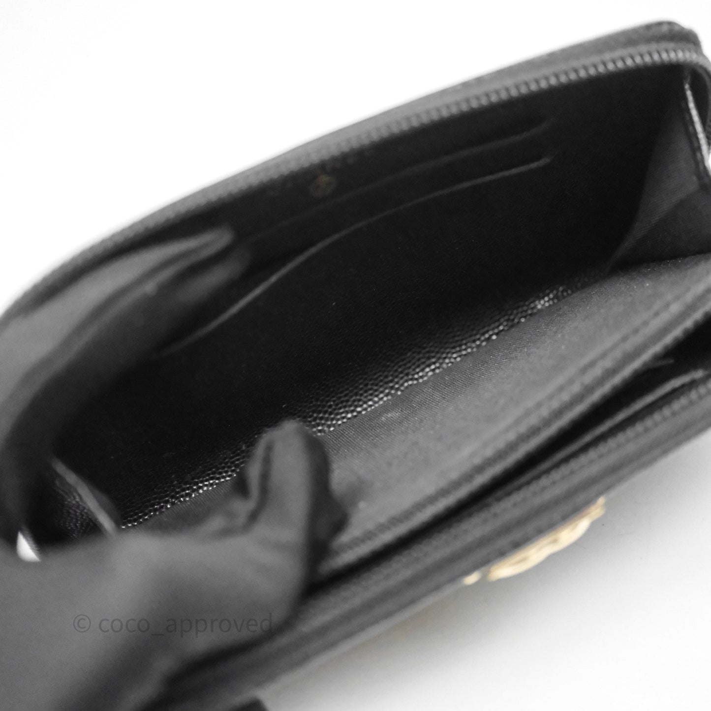 Chanel Boy Zip Wallet Black Caviar Gold Hardware