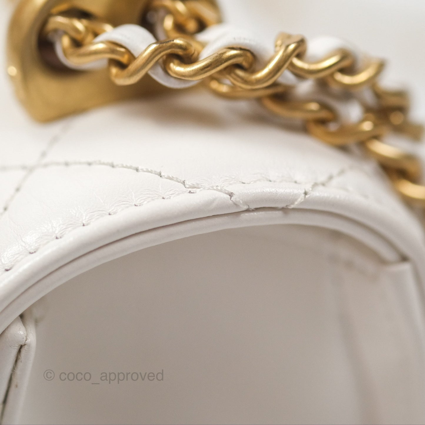 Chanel Quilted Mini Perfect Fit Adjustable White Calfskin Gold Hardware 24C