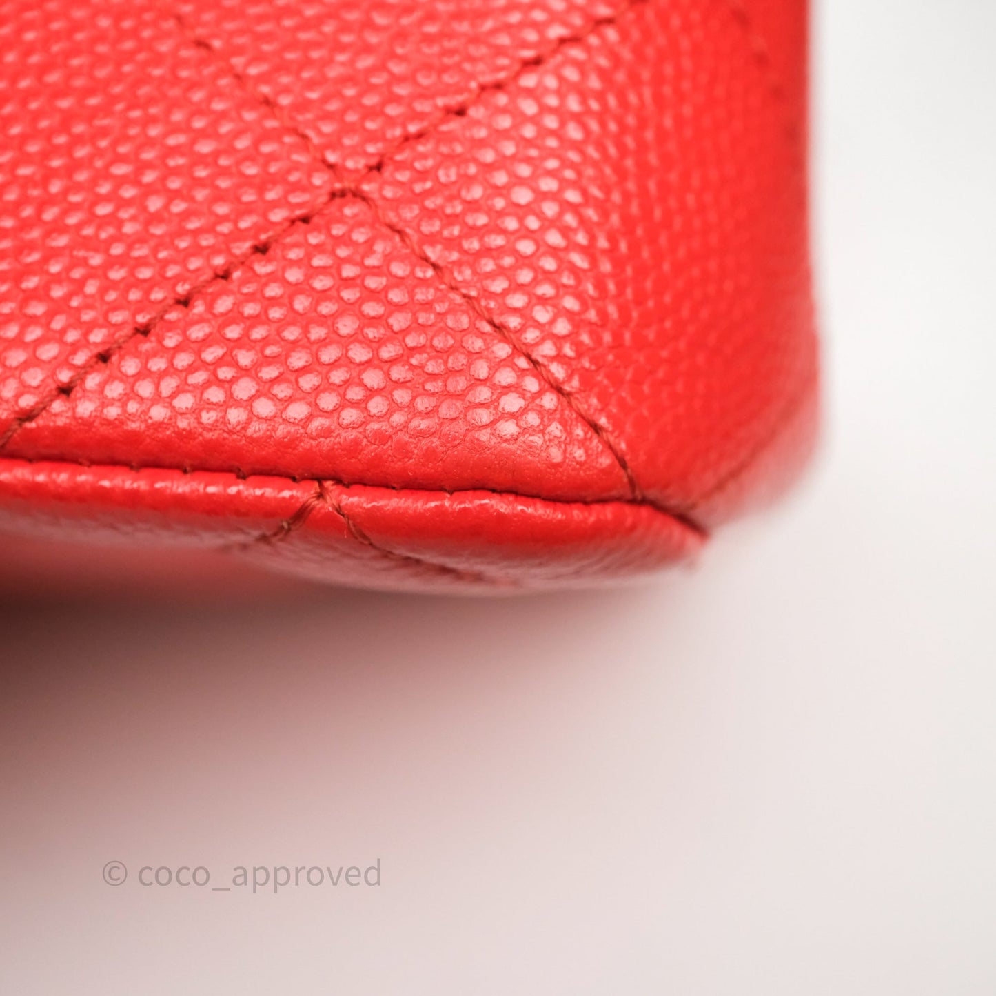 Chanel Small Classic Flap Quilted Red Orange Caviar Gold Hardware