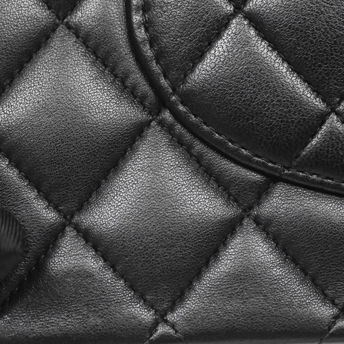 Chanel Classic M/L Medium Flap Quilted Black Lambskin Silver Hardware