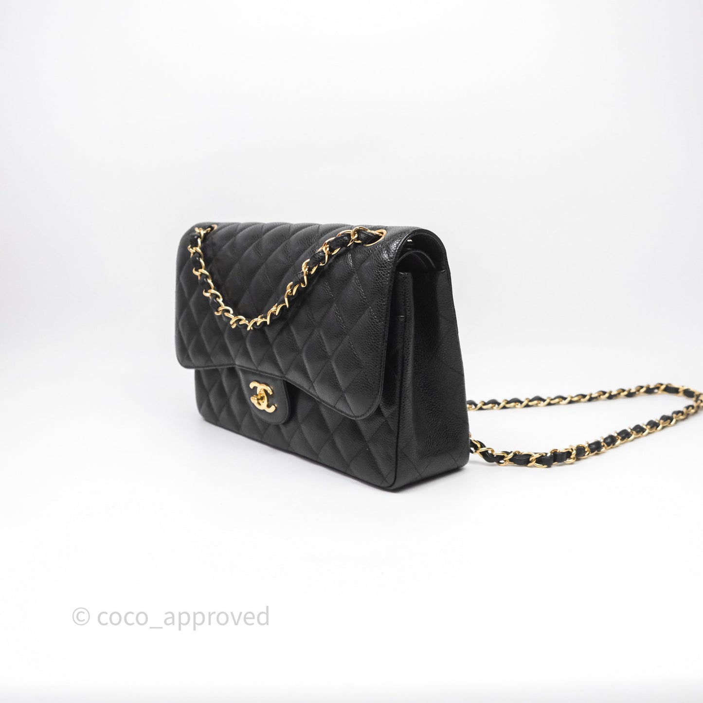 Chanel Jumbo Double Flap Black Caviar Gold Hardware⁣⁣
