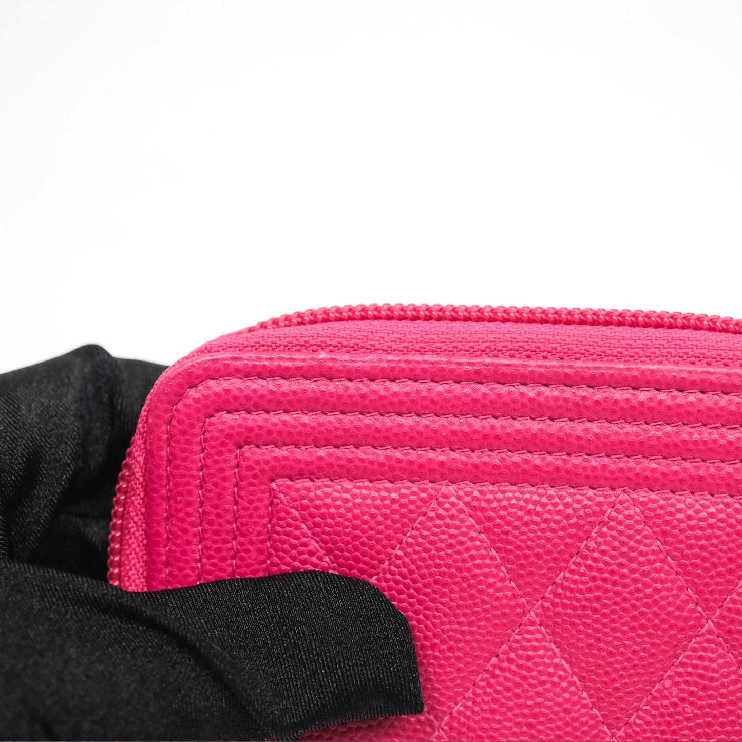 Chanel Boy Zipped Coin Purse Hot Pink Caviar Gold Hardware