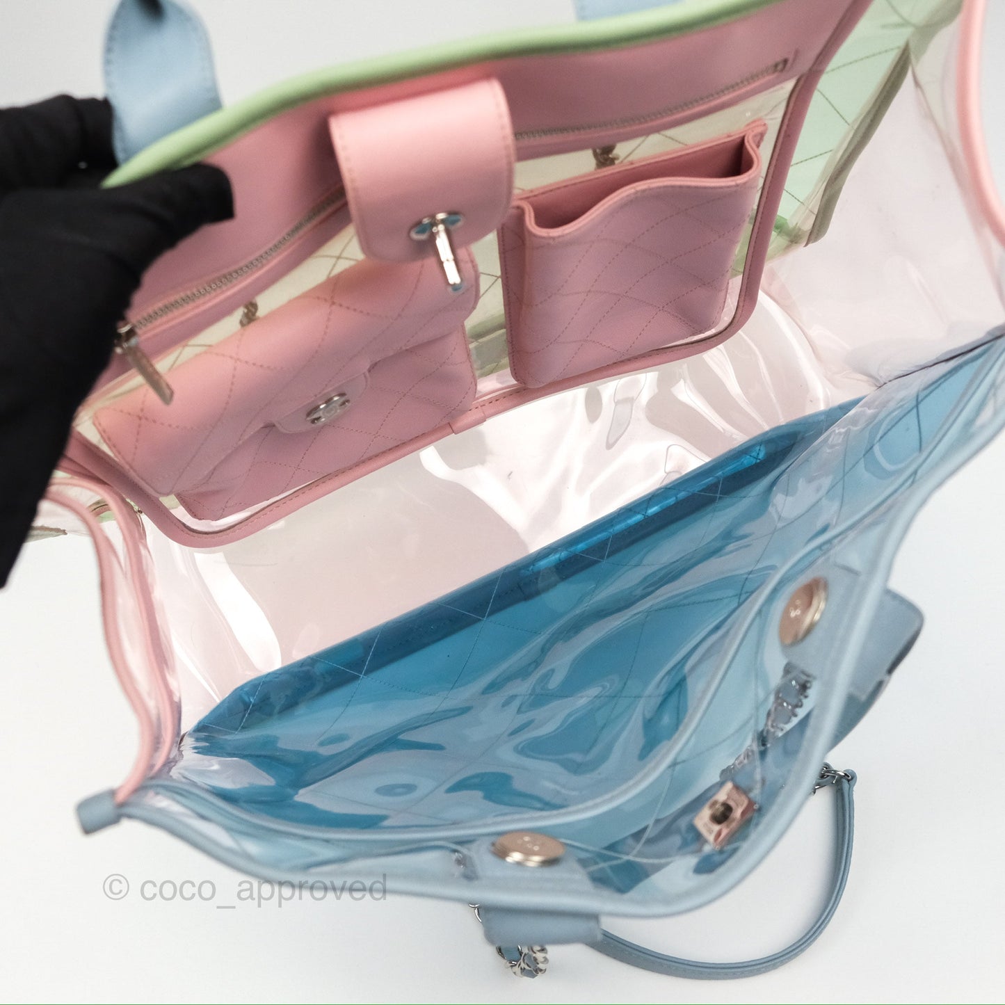 Chanel Coco Splash Blue/Green/Pink PVC Shopping Tote Bag