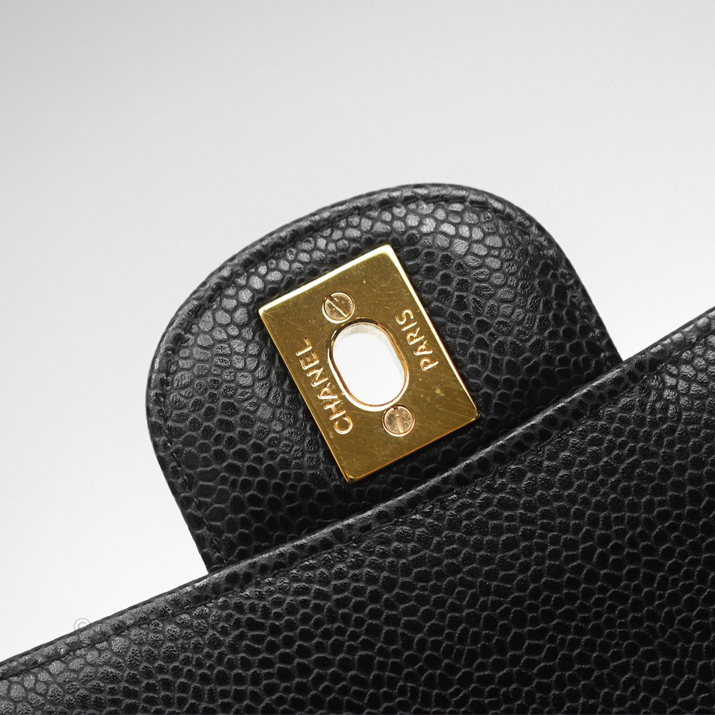 Chanel Classic M/L Medium Flap Quilted Black Caviar Gold Hardware
