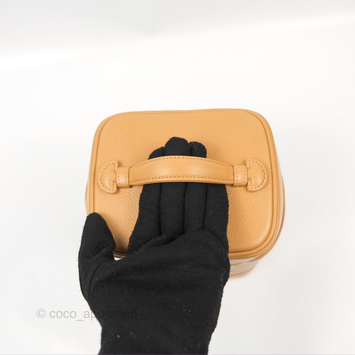 Chanel Vintage Vanity Case Beige Caviar Gold Hardware