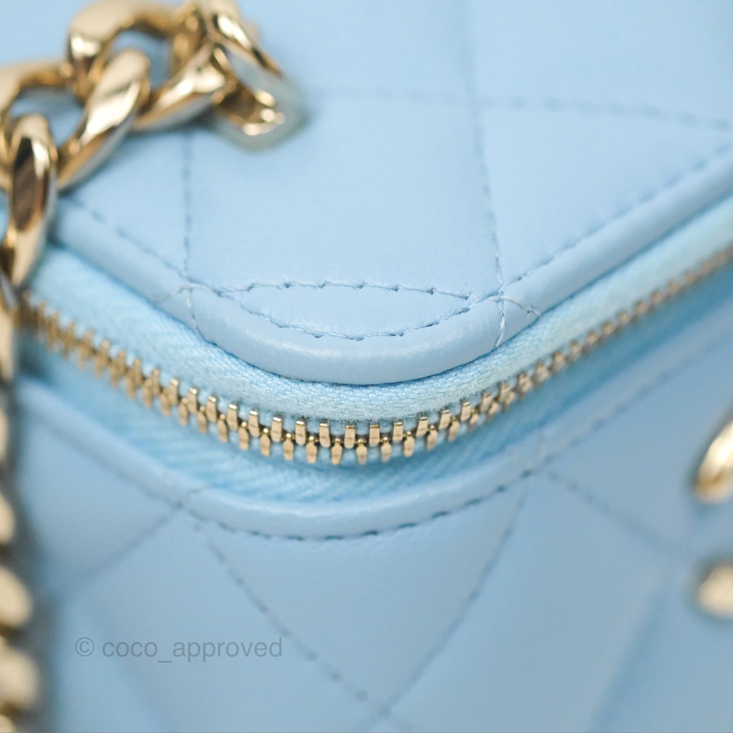 Chanel Mini Vanity Coco Chain Blue Lambskin Gold Hardware