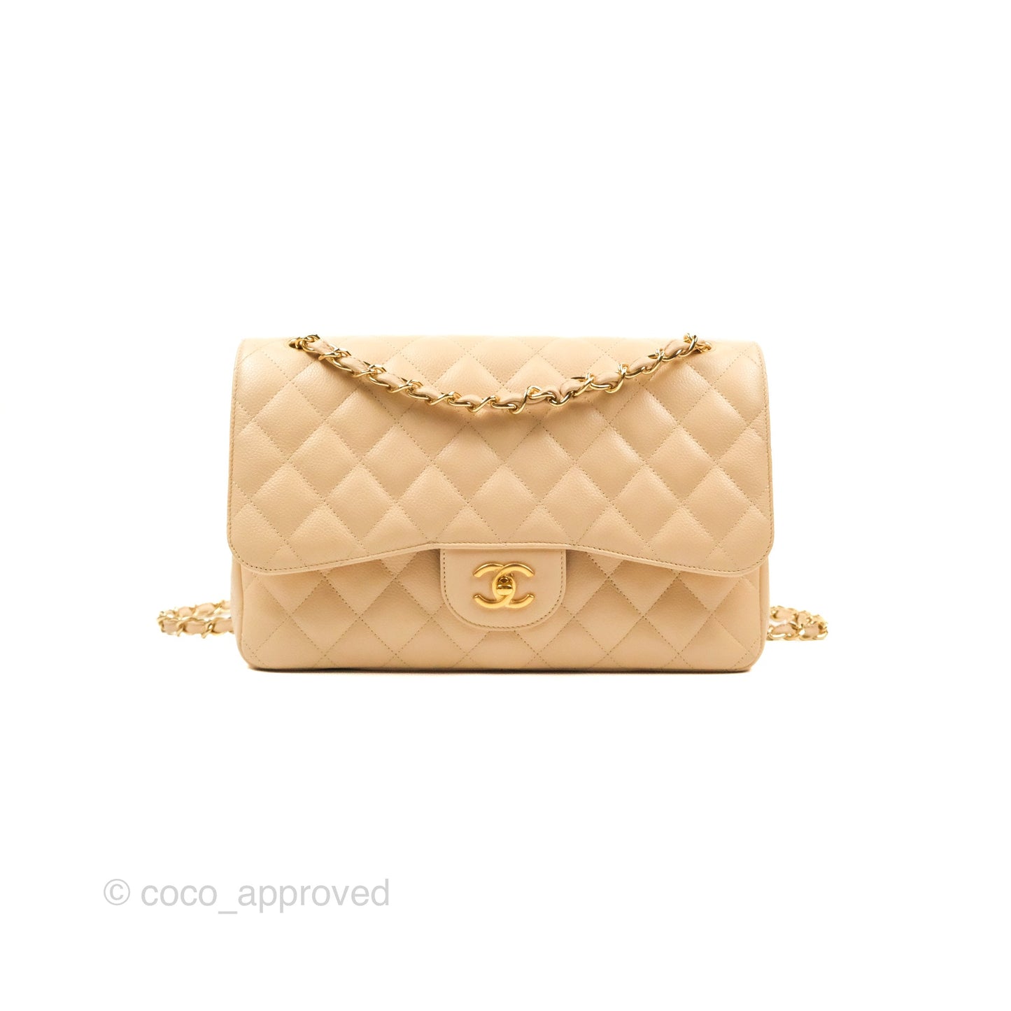 Chanel Jumbo Double Flap Beige Caviar Gold Hardware⁣⁣