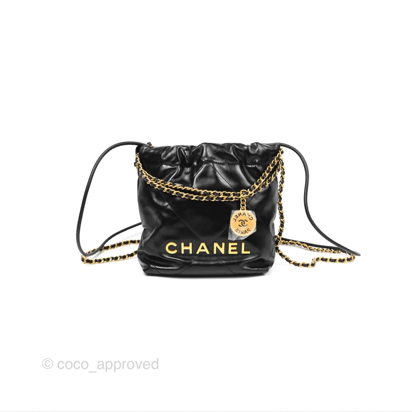 Chanel 22 Mini Bag Black Crumpled Calfskin