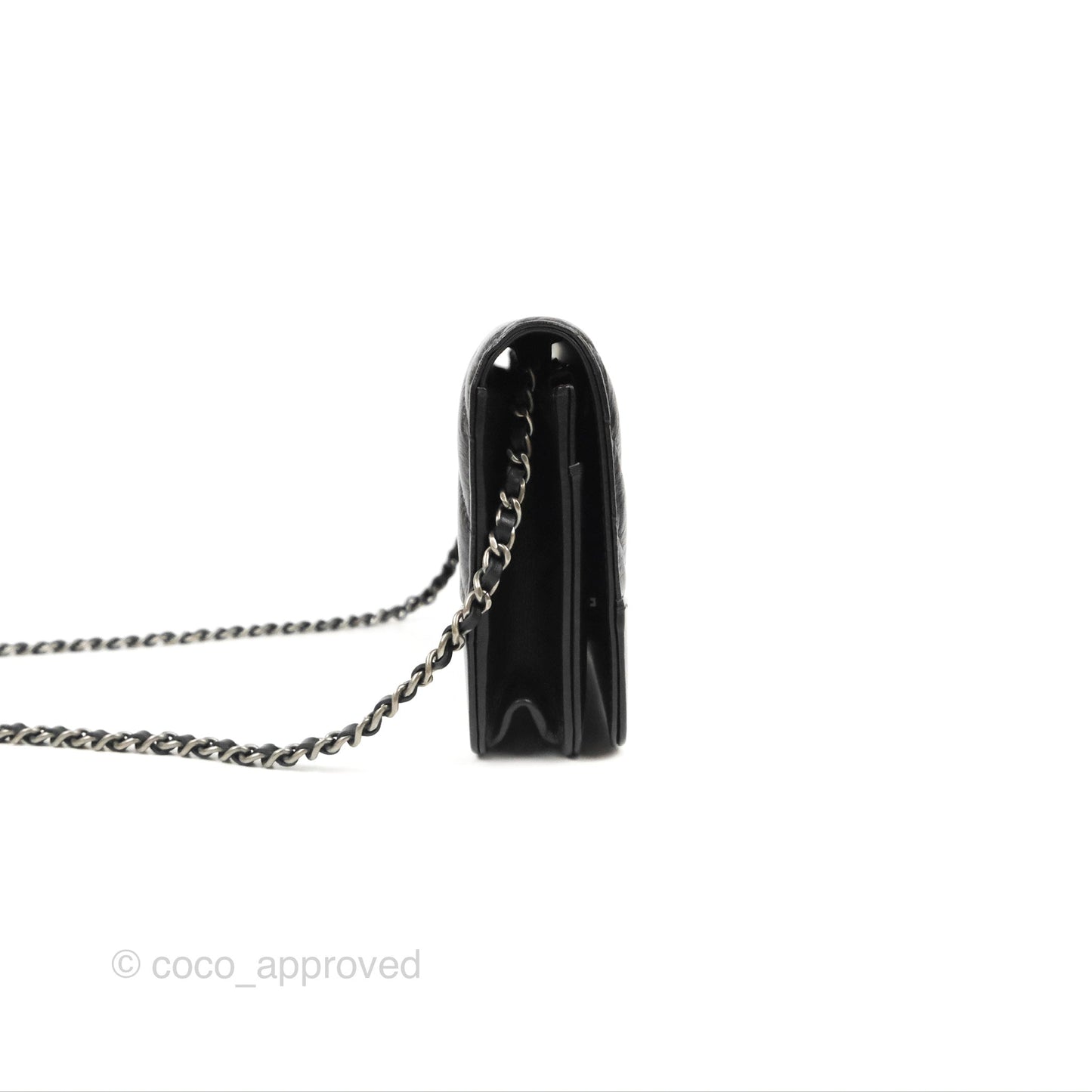 Chanel Chevron Wallet on Chain WOC Black Calfskin Gold Hardware