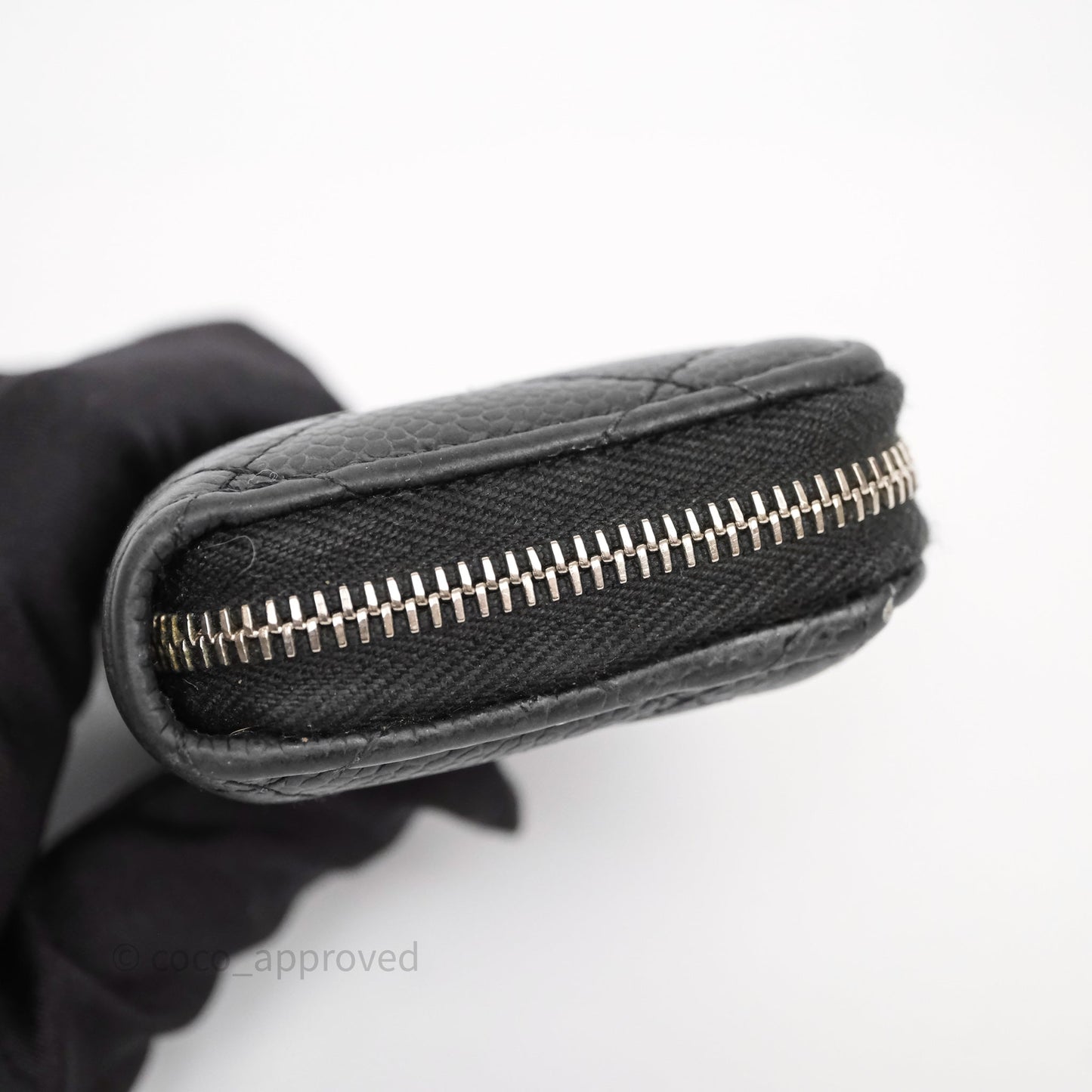 Chanel Classic Zipped Coin Purse Black Caviar Silver Hardware