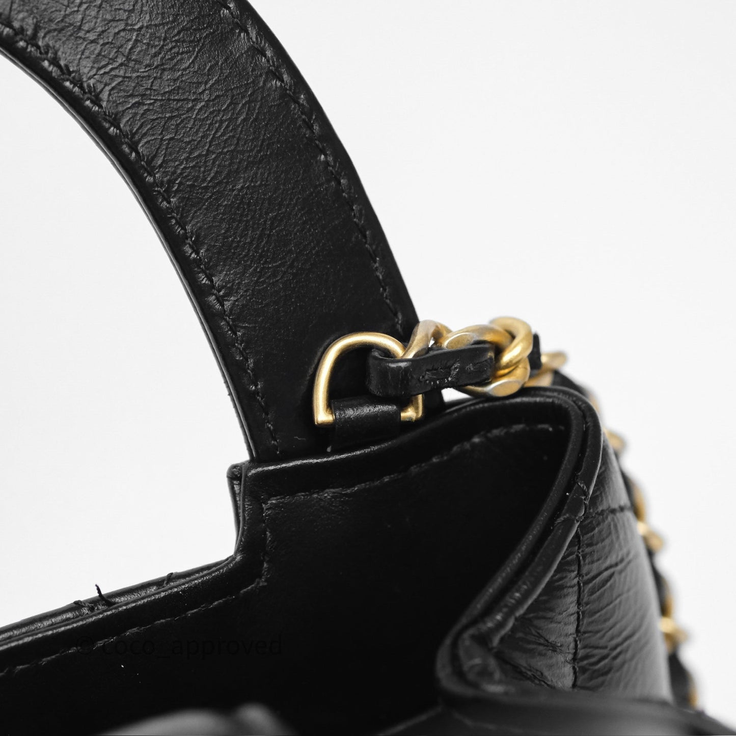 Chanel Kelly Bag Quilted Black Shiny Crumpled Calfskin Aged Gold Hardware