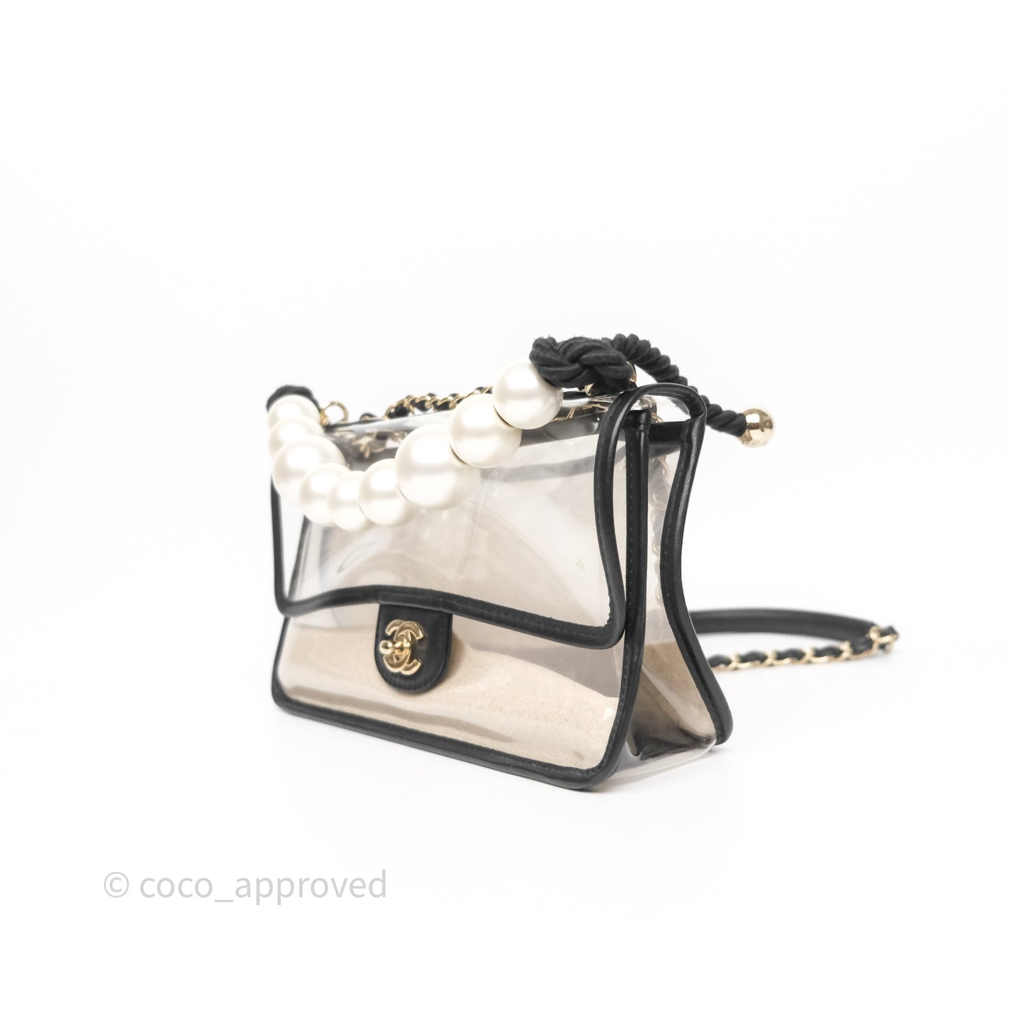 Chanel Medium Sand By The Sea PVC Flap Black Lambskin Gold Hardware