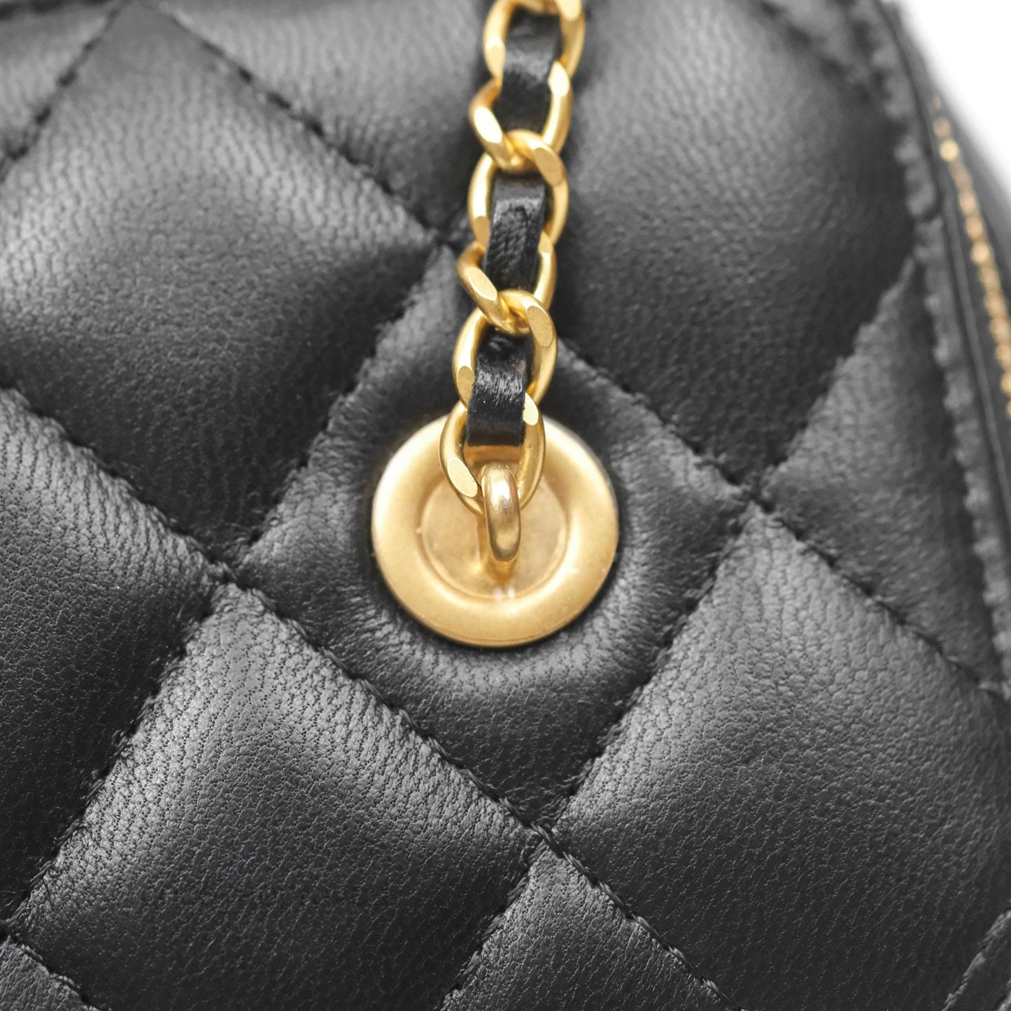 Chanel Vanity with COCO Heart Chain Black Lambskin Aged Gold Hardware