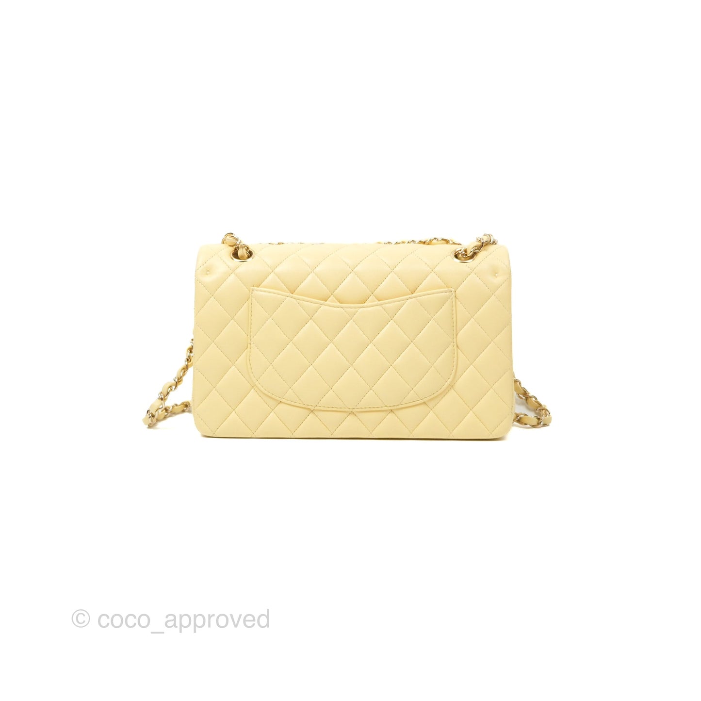 Chanel Classic M/L Medium Flap Quilted Yellow Lambskin Gold Hardware