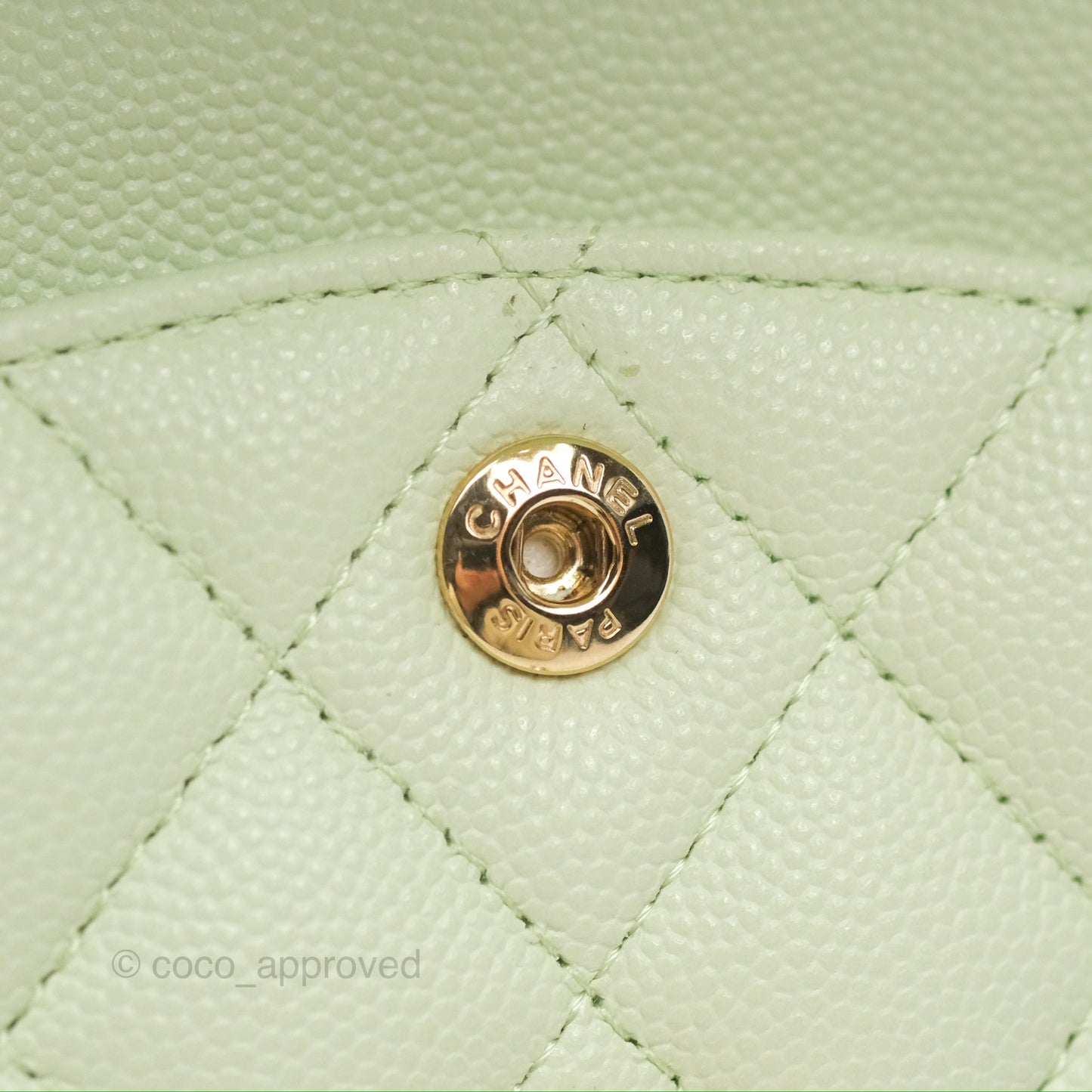 Chanel Small Classic Quilted Flap Mint Green Caviar Gold Hardware 22C