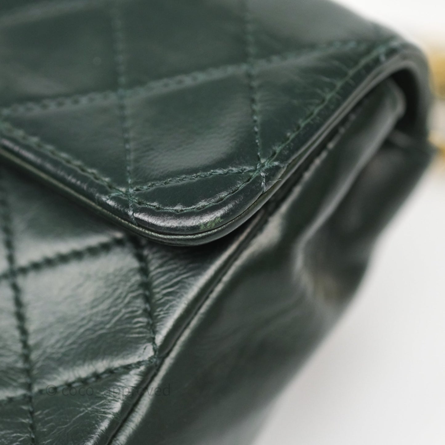 Chanel Vintage Mini Flap Bag Dark Green Lambskin Gold Hardware